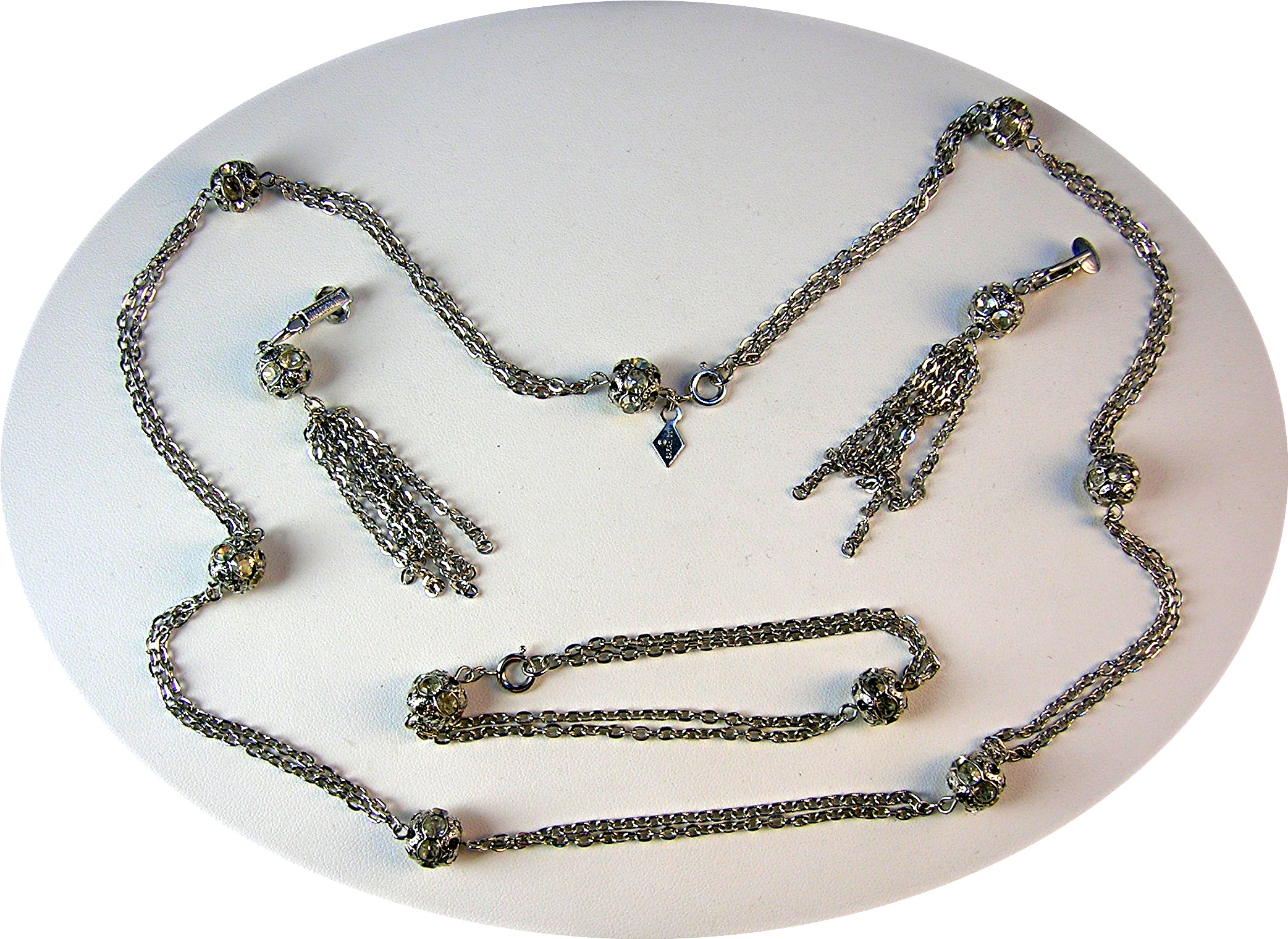 Sarah Coventry Crystal Tassle Neck Ears Bracelet