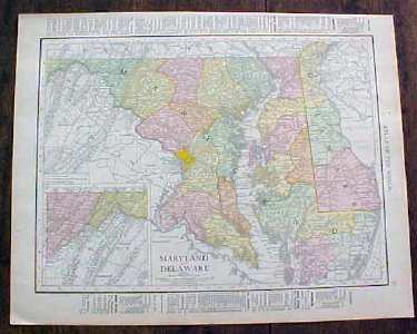 Antique Map Maryland Delaware & Baltimore 1912