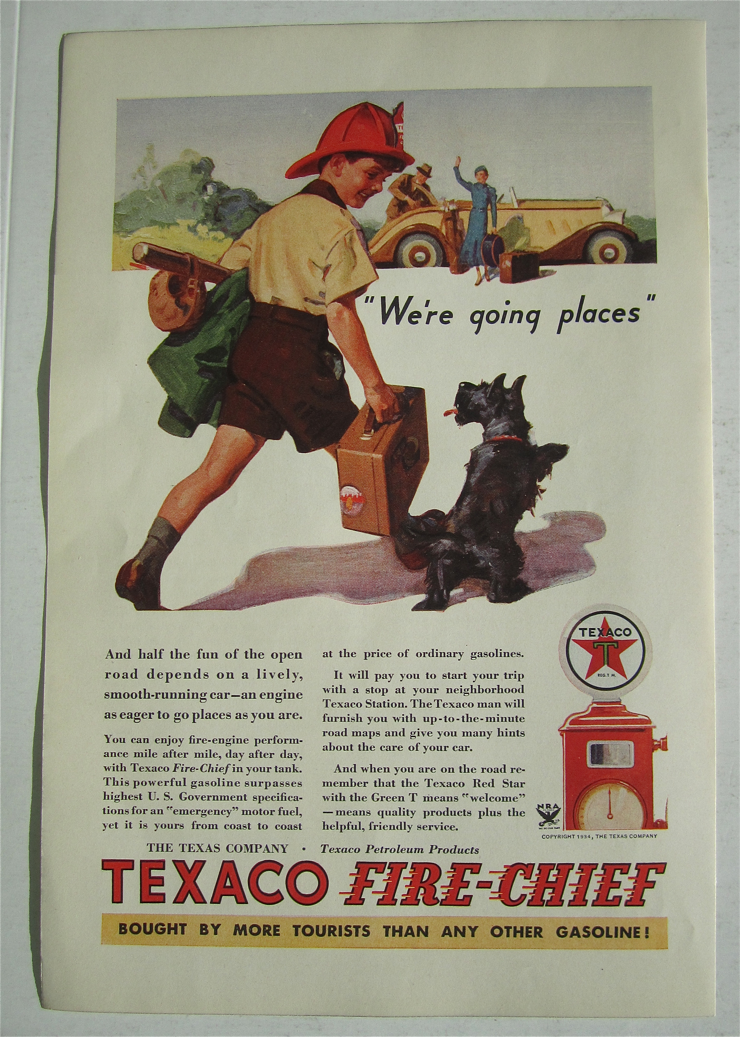 1934 Texaco Fire Chief Gasoline with Boy & His Dog