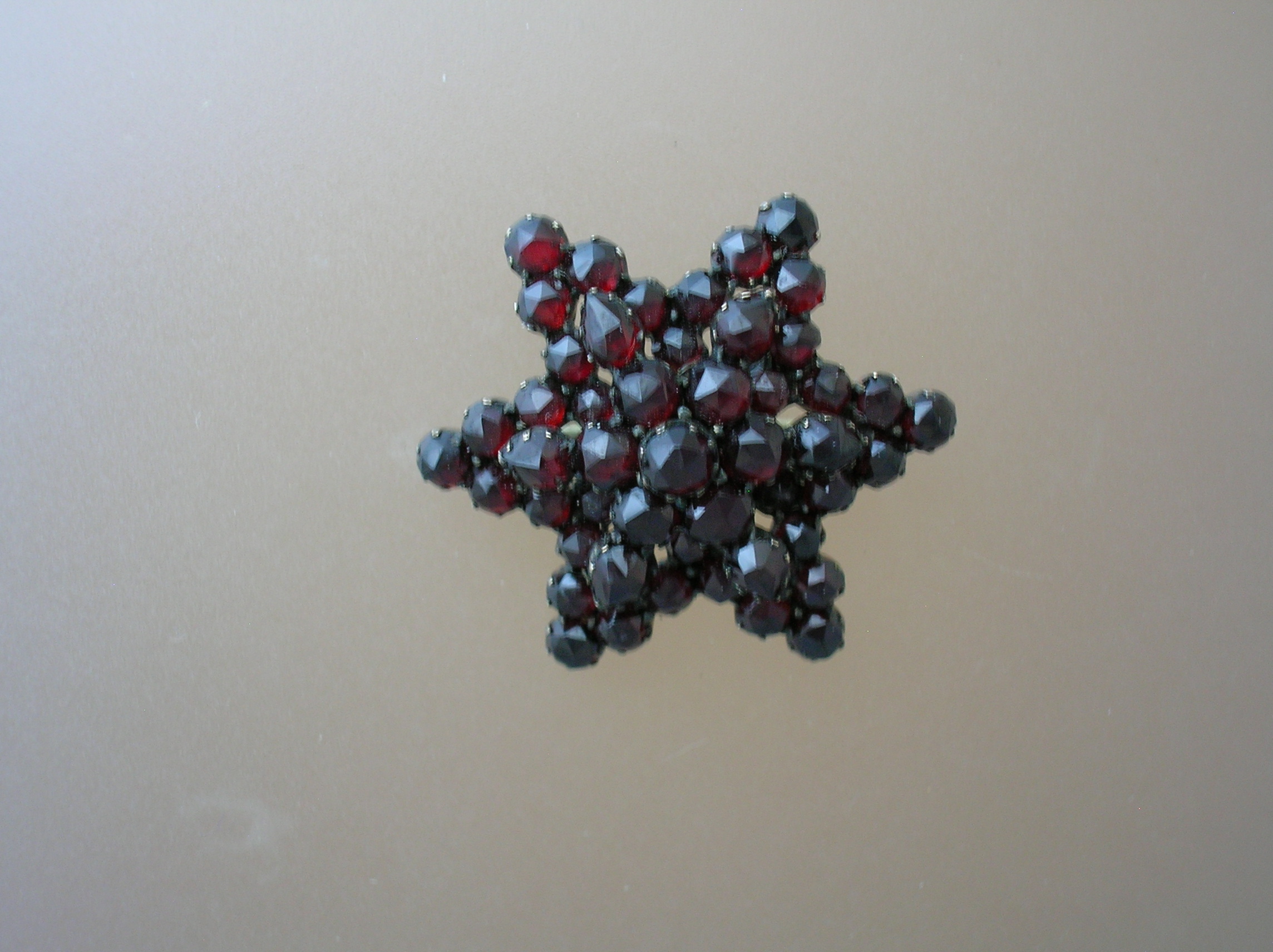 Victorian Silver Gilt Garnet Starburst Brooch