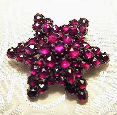 Victorian Silver Gilt Garnet Starburst Brooch