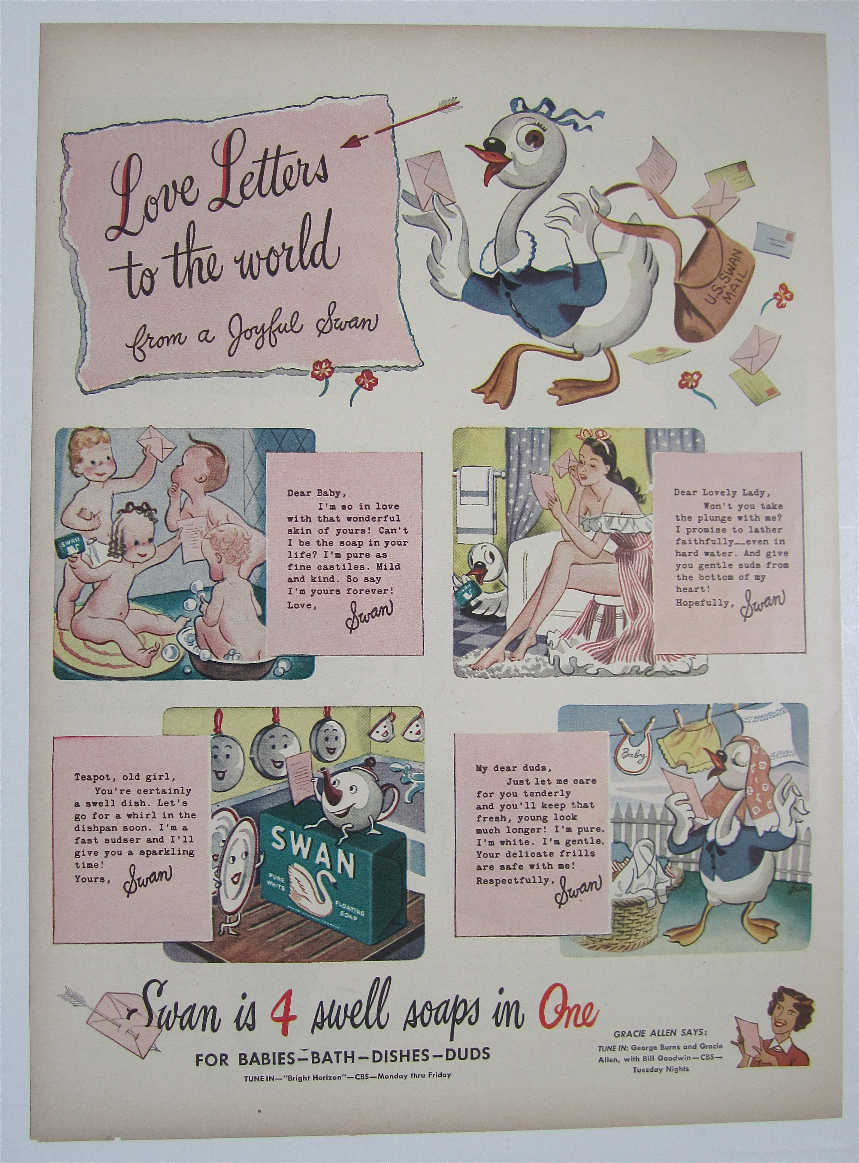 1944 Swan Soap with Love Letters To The World