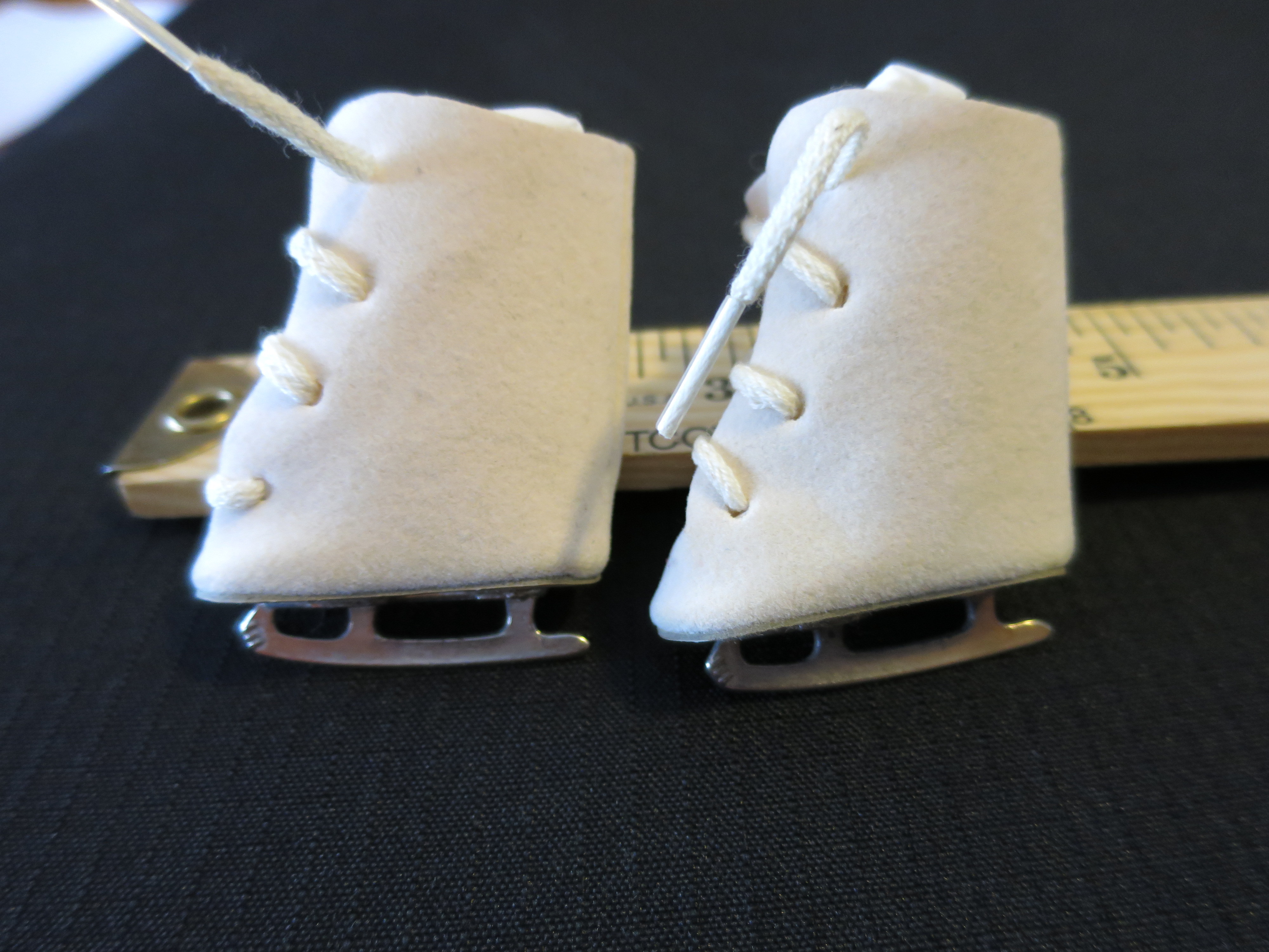 Vintage Doll Accessories Doll Skates Cream Velvet tie
