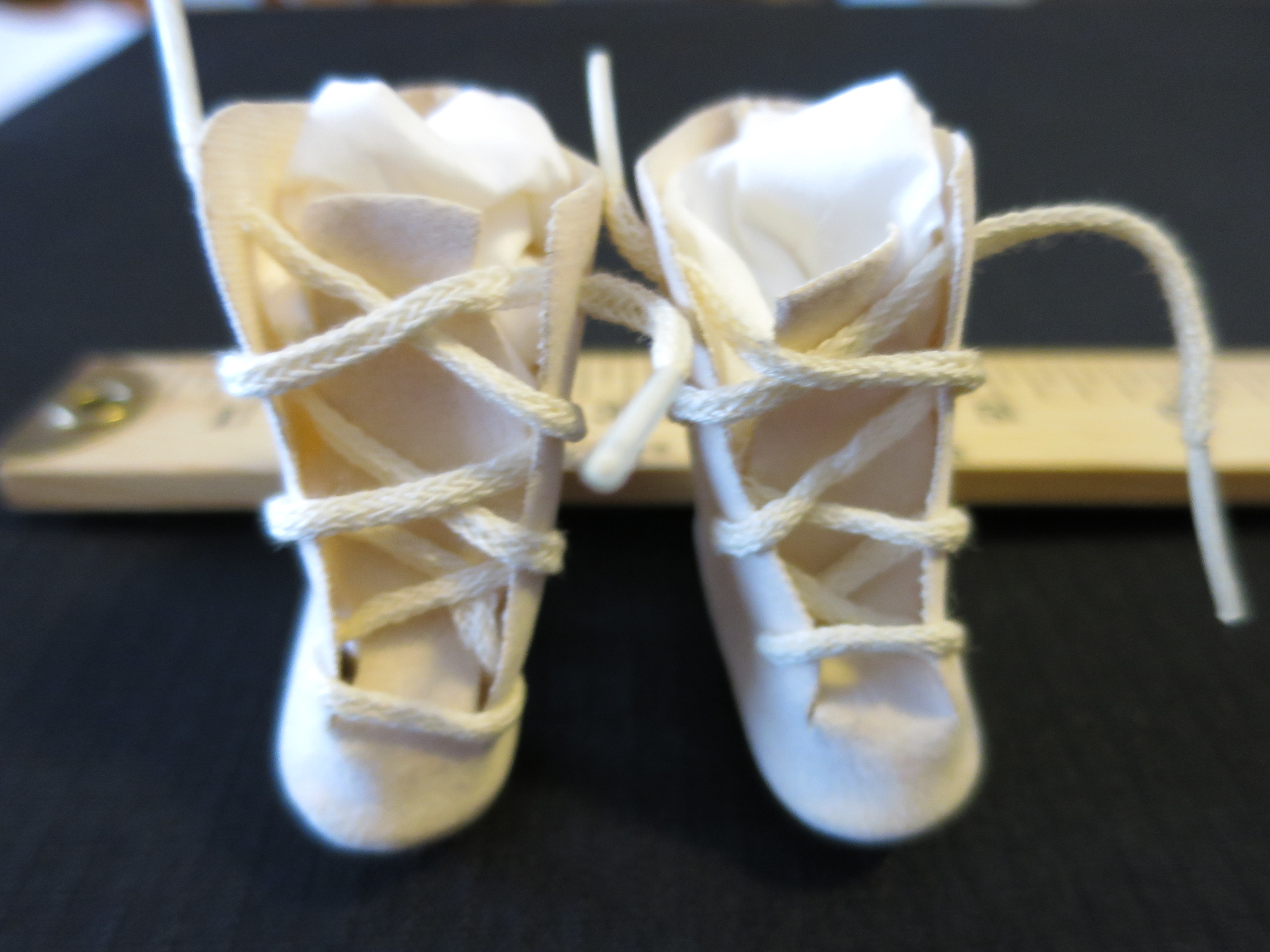 Vintage Doll Accessories Doll Skates Cream Velvet tie
