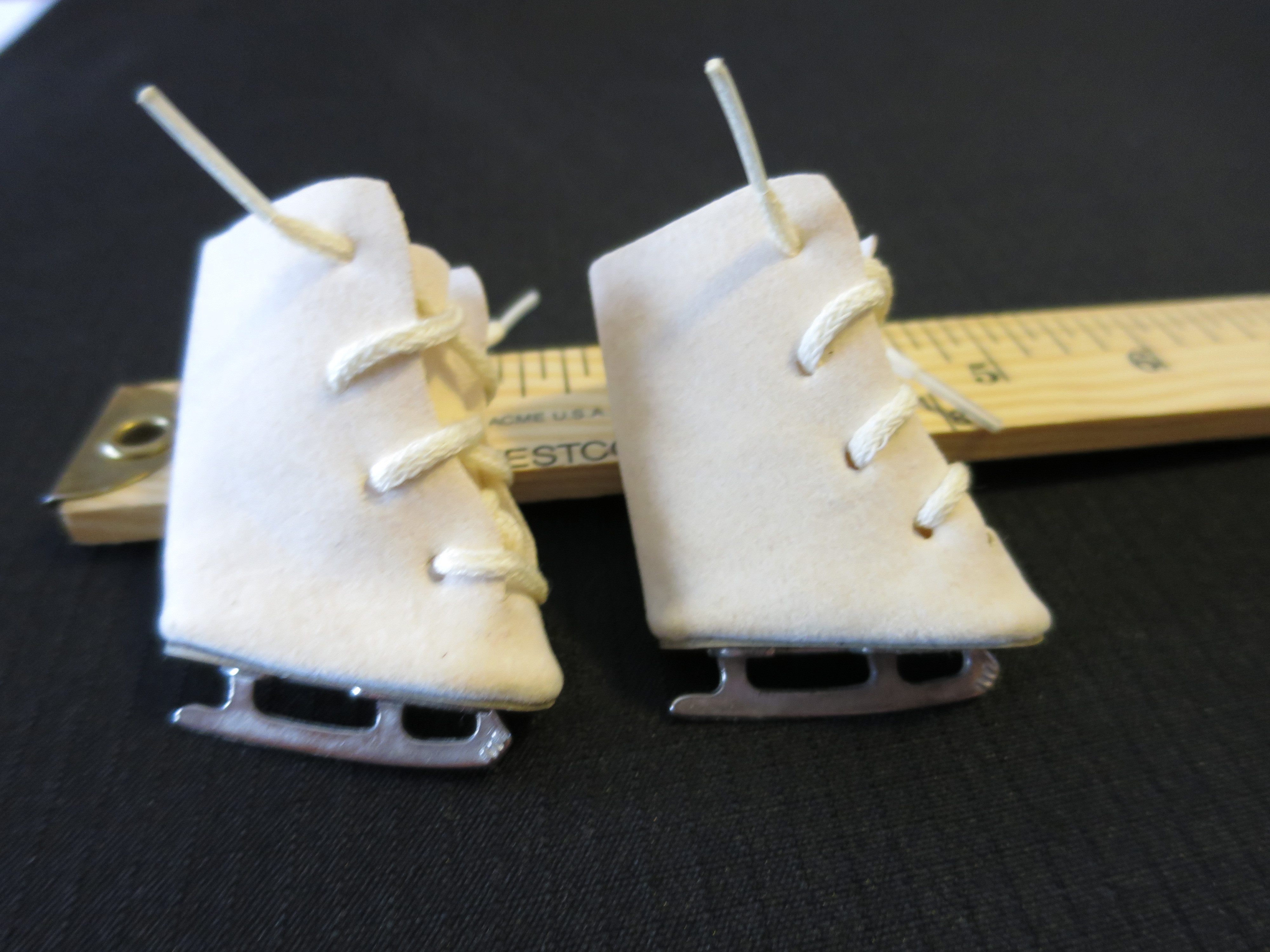 Vintage Doll Accessories Doll Skates Cream Velvet tie