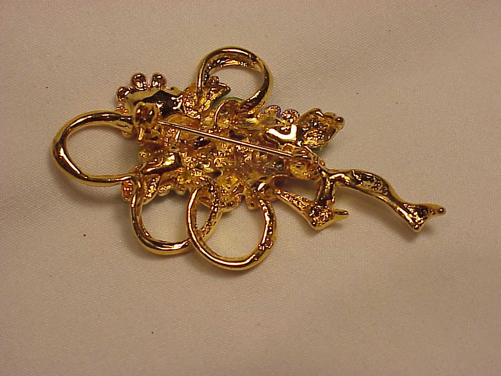Enamel And Rhinestone Flower Nosegay Brooch
