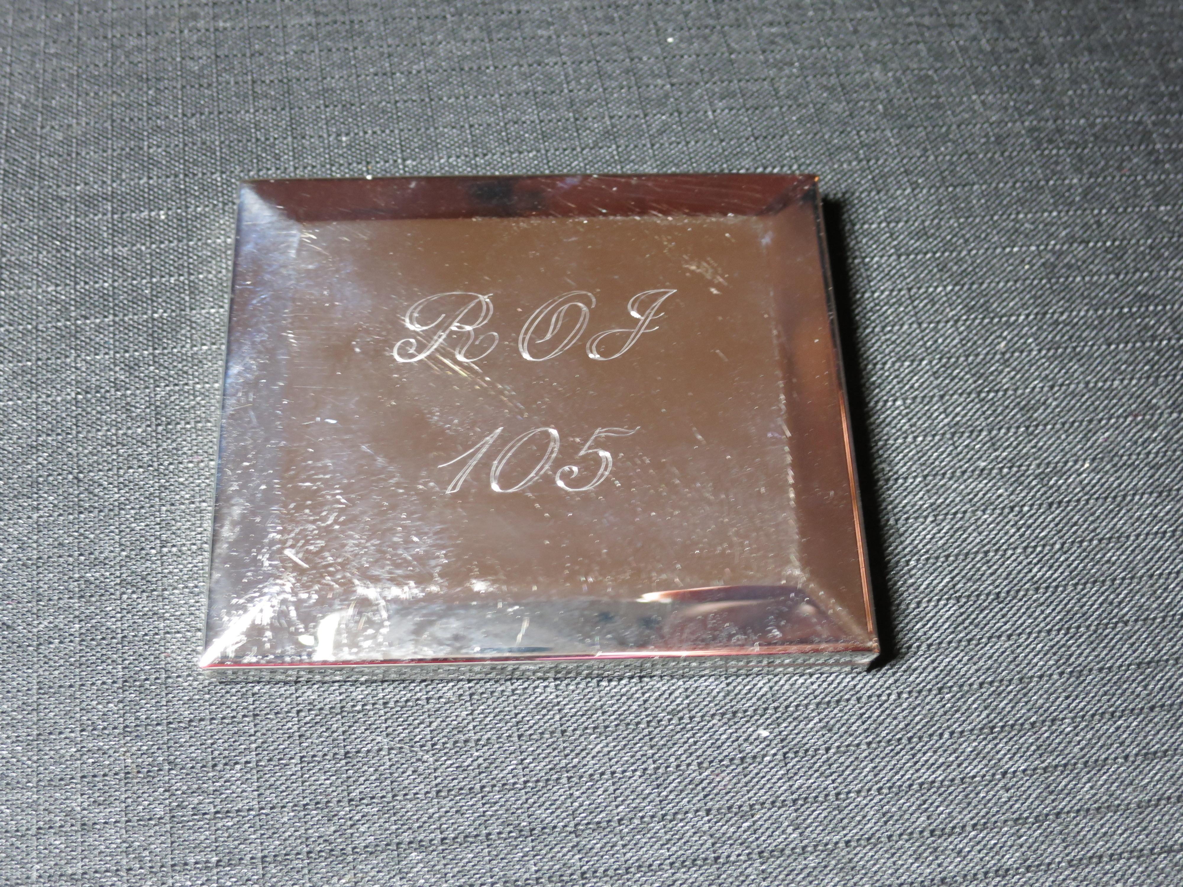 Reed & Barton 710 silver Mirror Compact Monogrammed ROJ
