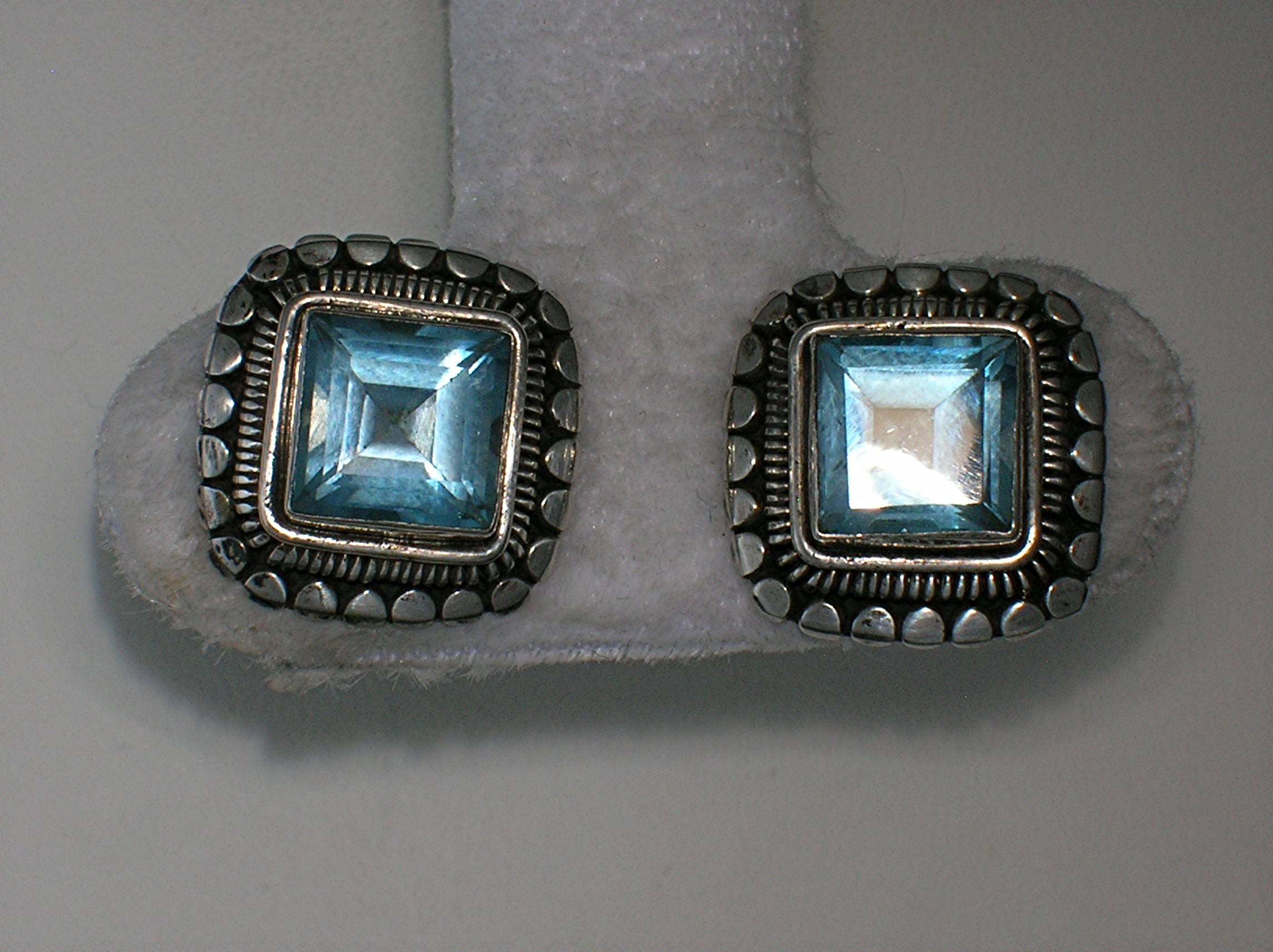 Sterling Silver and Deep Blue Topaz Post  Earrings