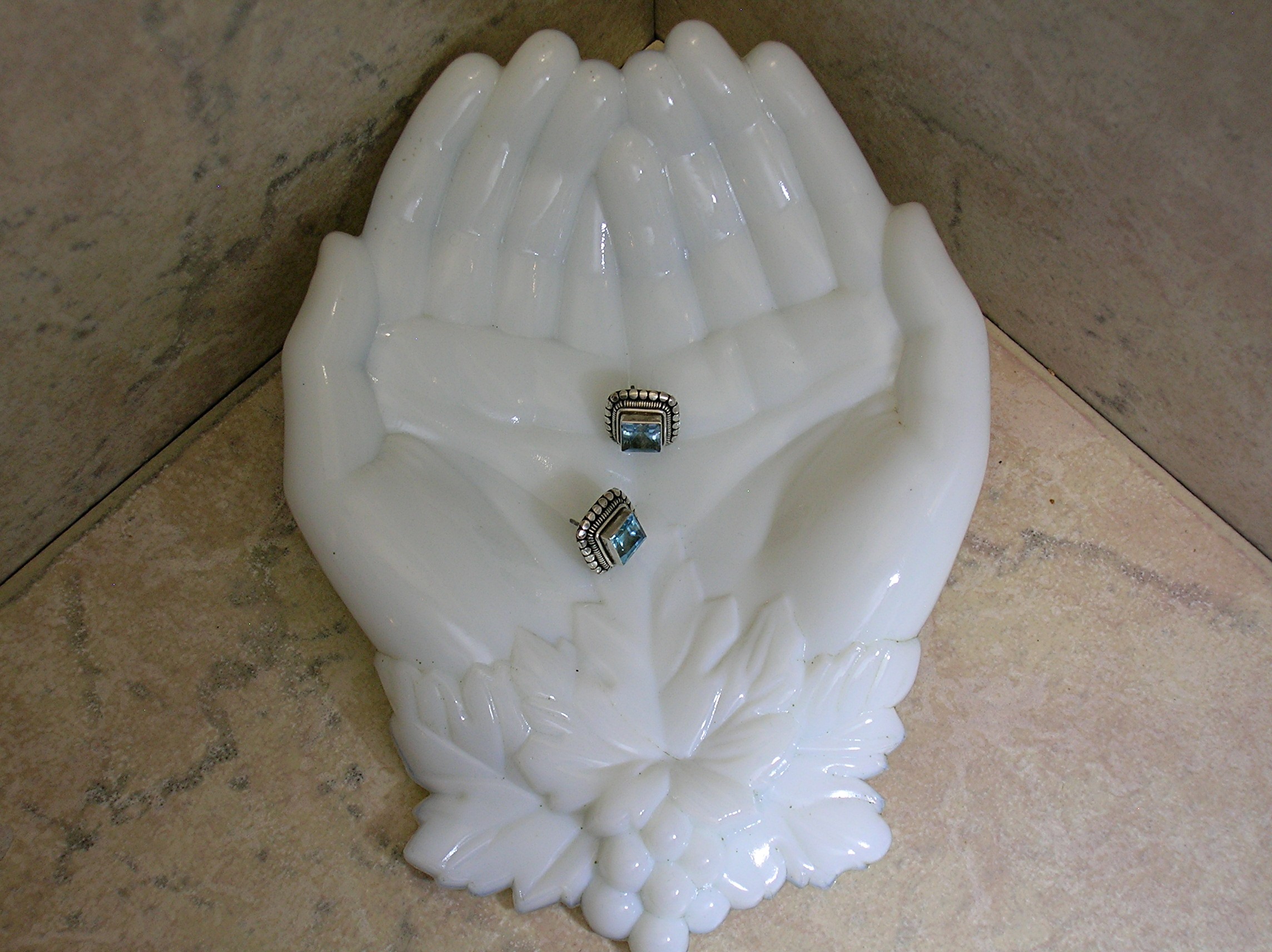 Sterling Silver and Deep Blue Topaz Post  Earrings