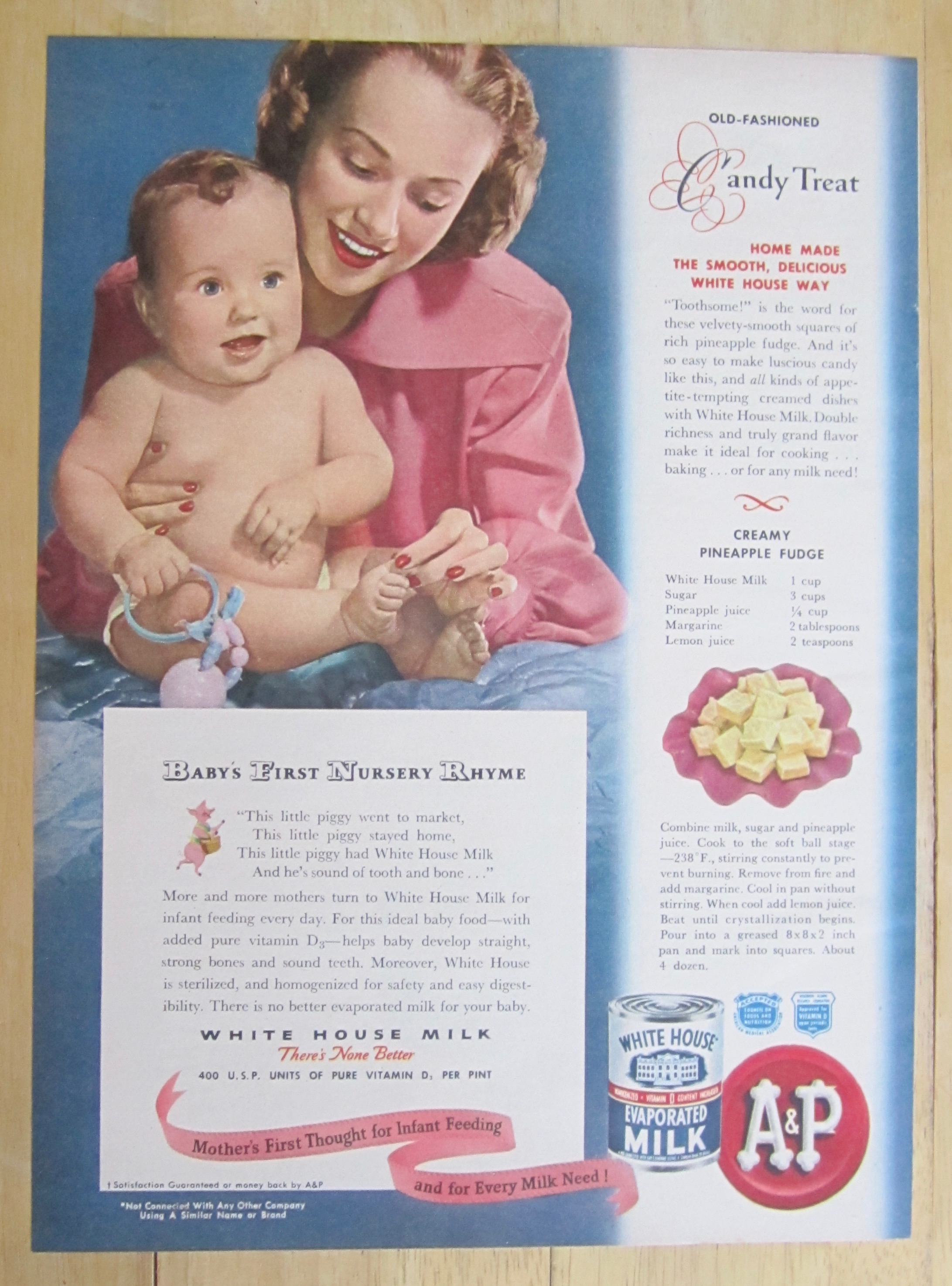 1948 White House Evaporated Milk with Mother & Baby
