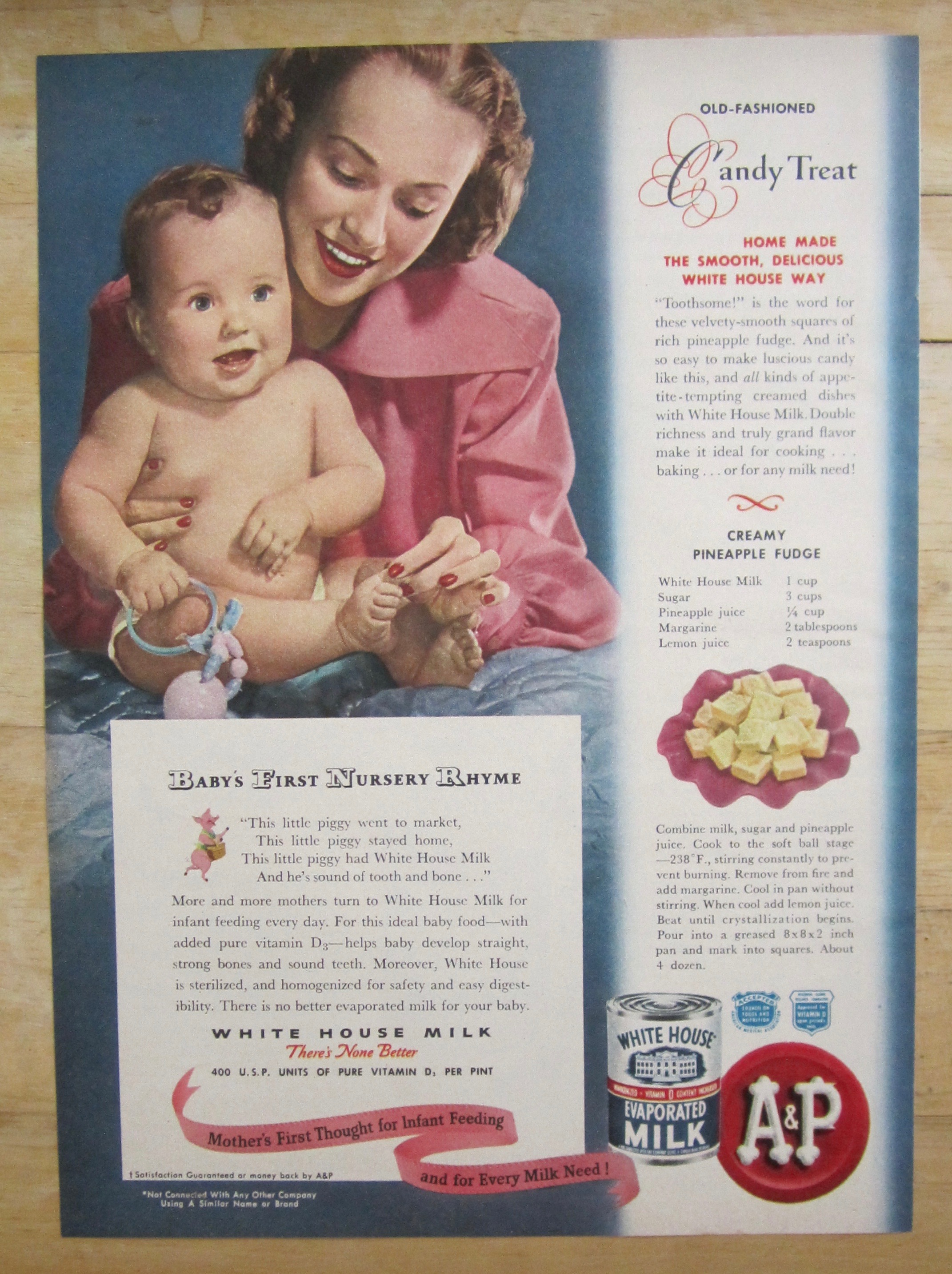 1948 White House Evaporated Milk with Mother & Baby