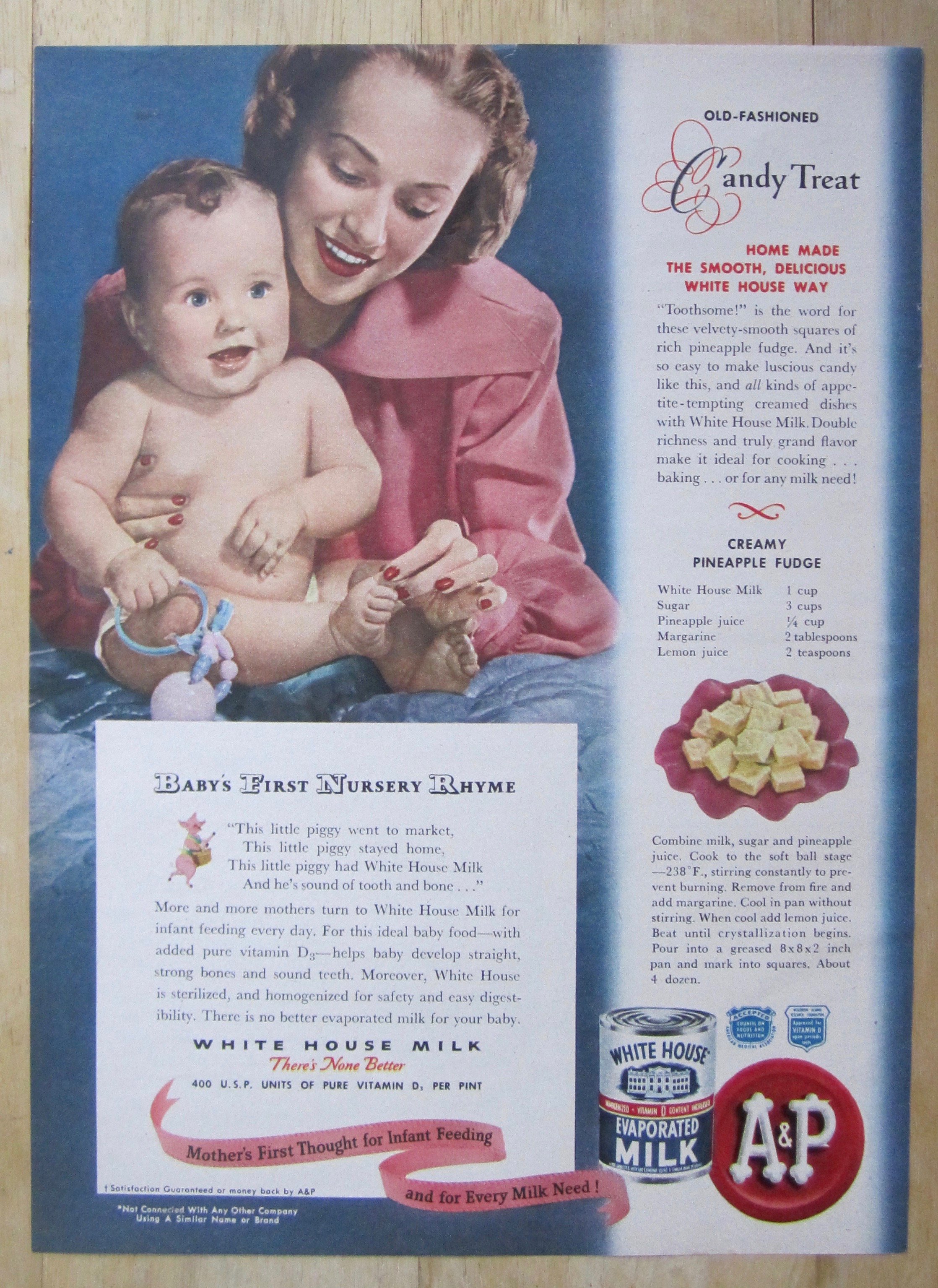 1948 White House Evaporated Milk with Mother & Baby