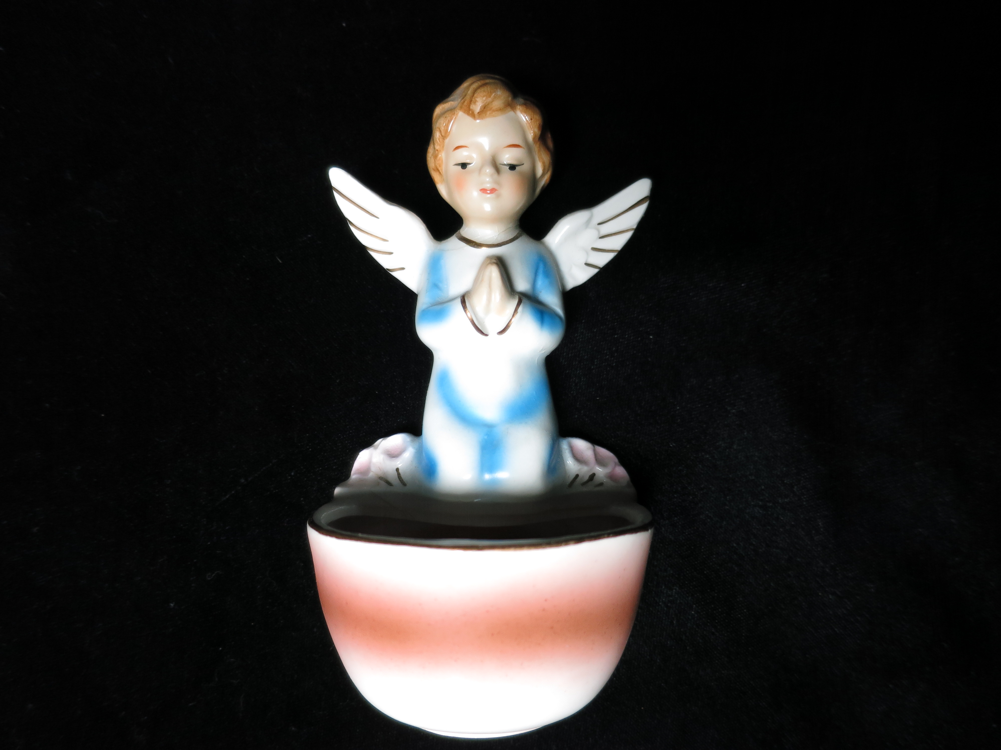 Boy Angel Holy Water Font Sanmyro Japan Porcelain