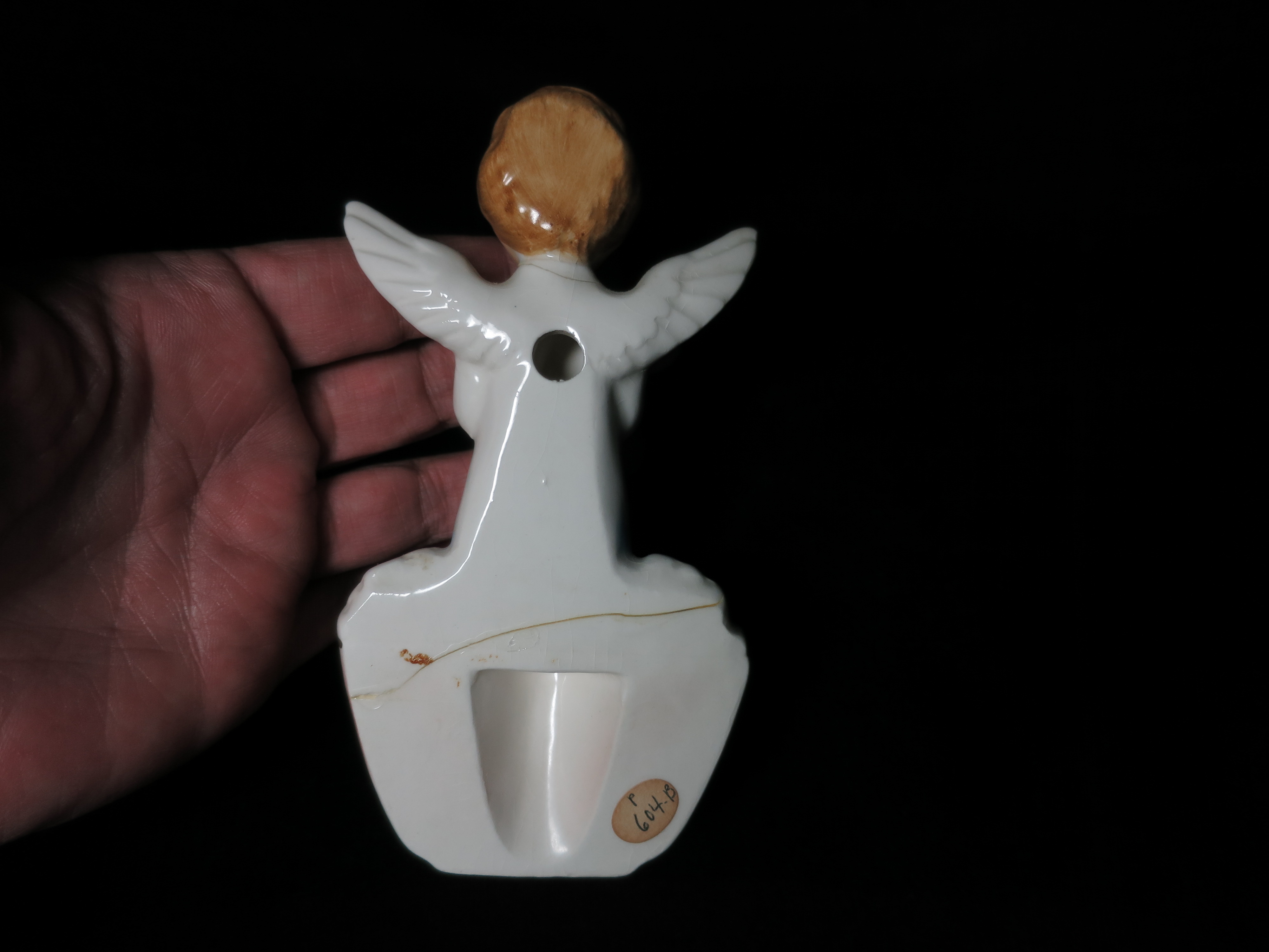 Boy Angel Holy Water Font Sanmyro Japan Porcelain