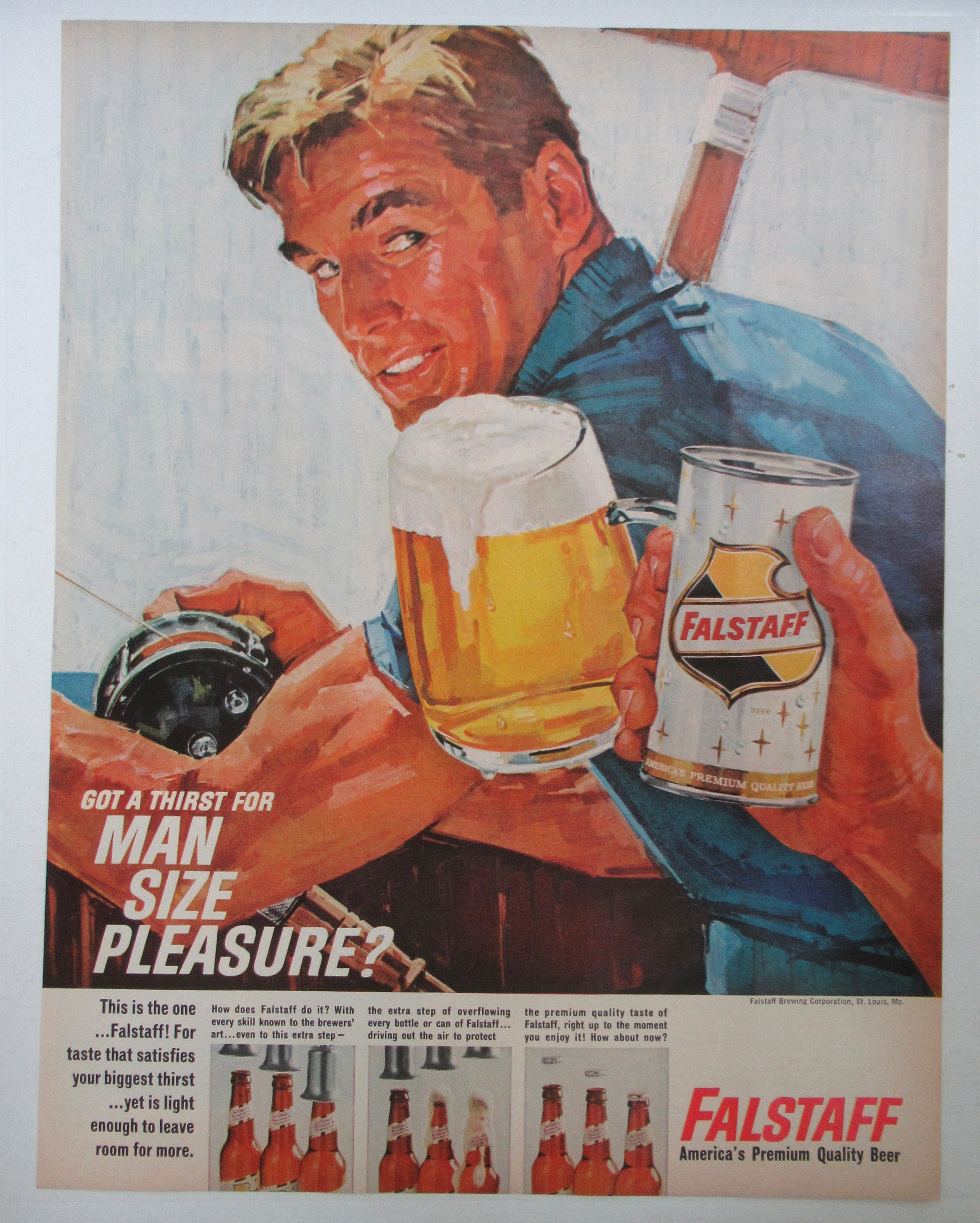 1964 Falstaff Beer With Man Fishing