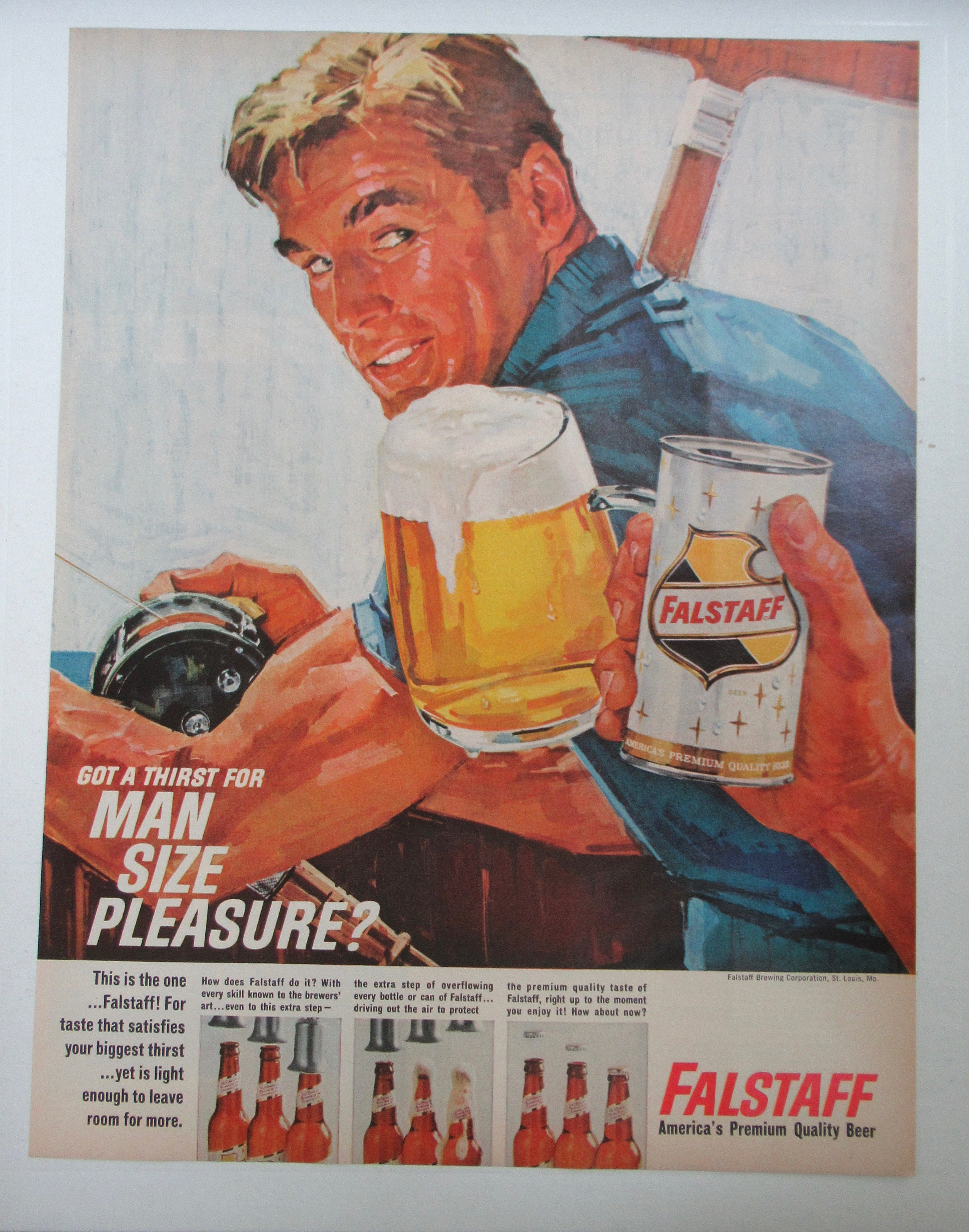 1964 Falstaff Beer With Man Fishing