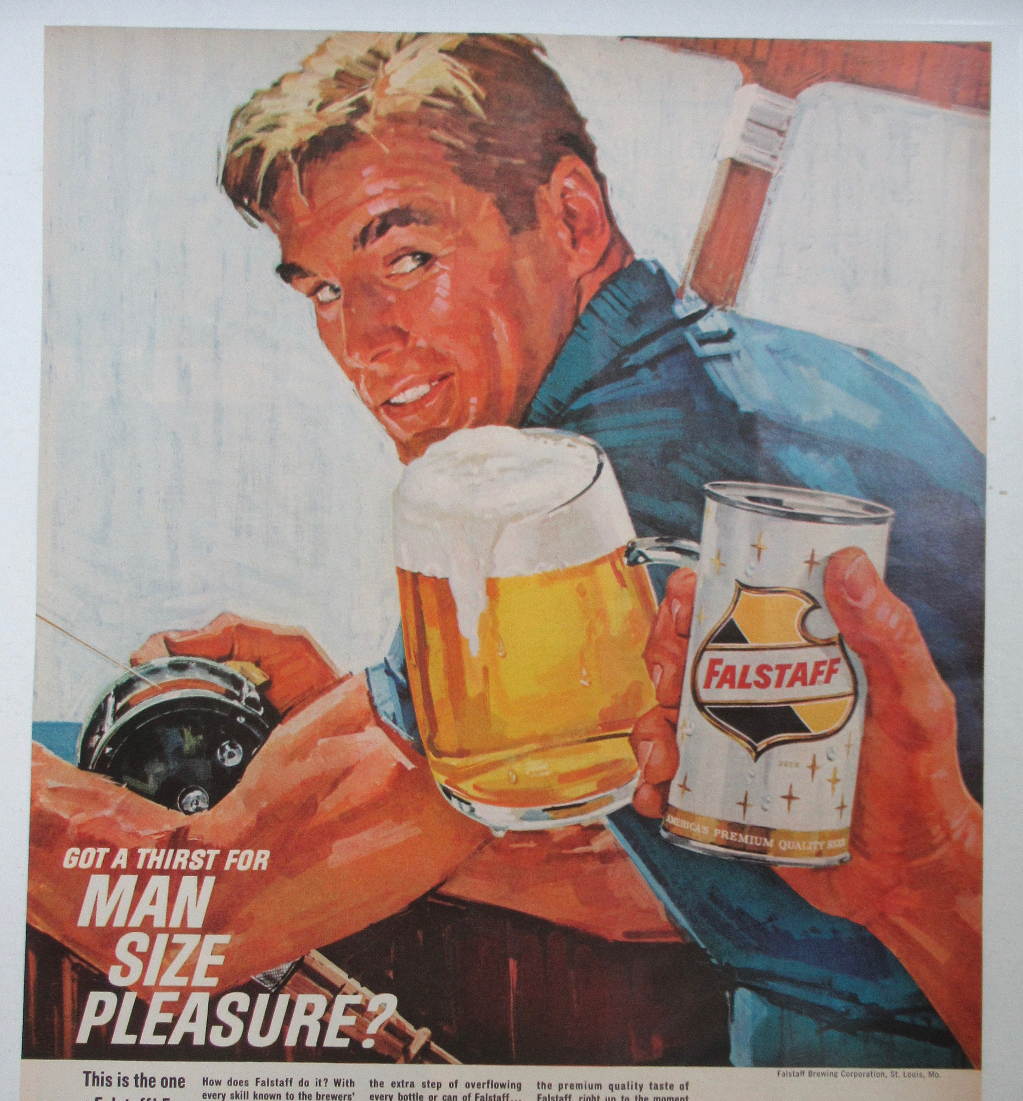 1964 Falstaff Beer With Man Fishing