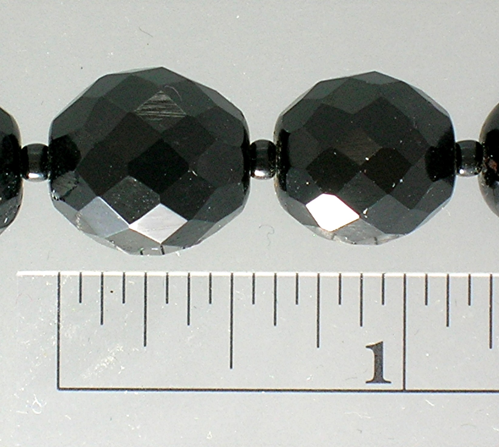 Black  Glass 24 Inch Graduated Necklace