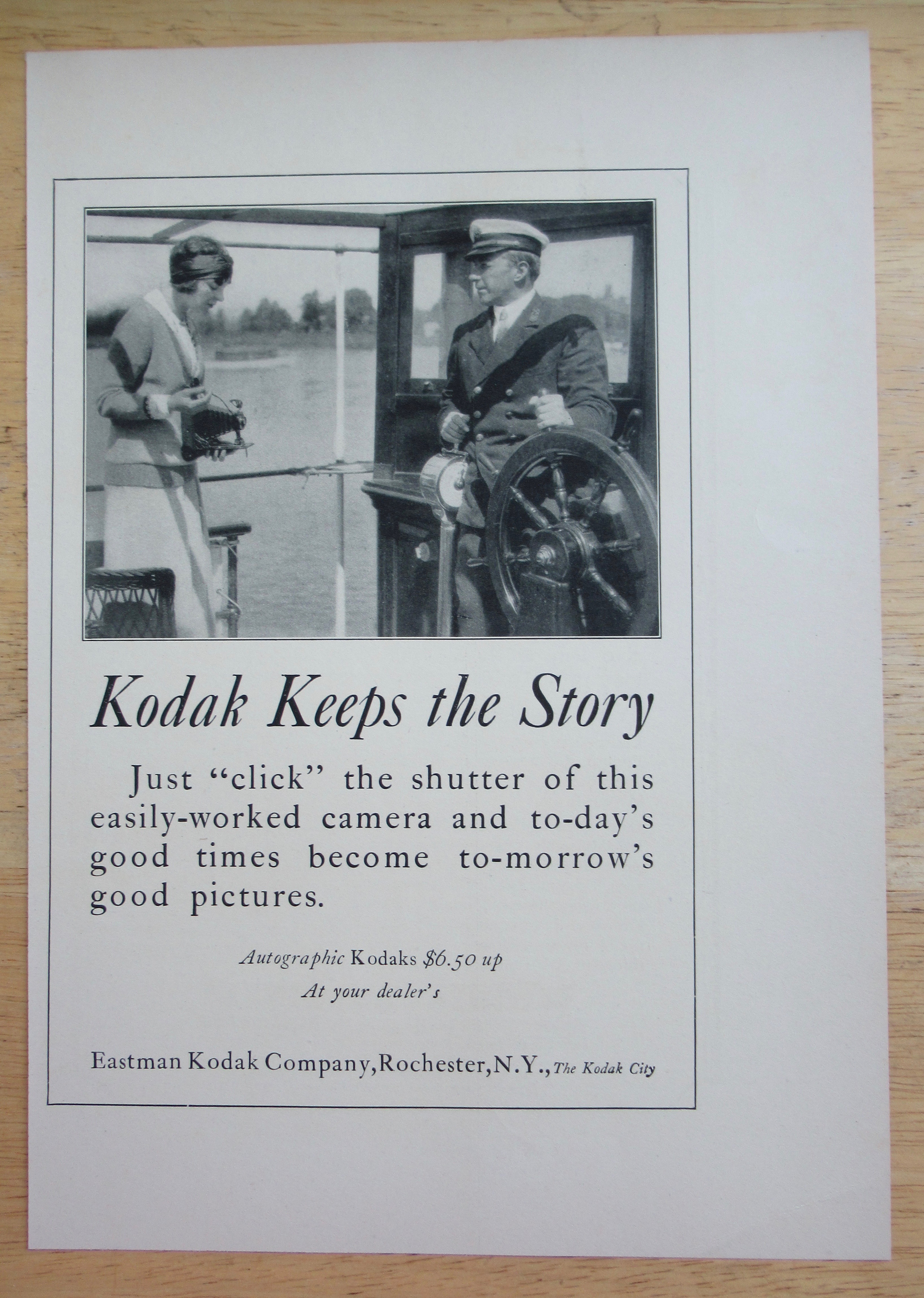1924 Eastman Kodak Company with Couple on Boat