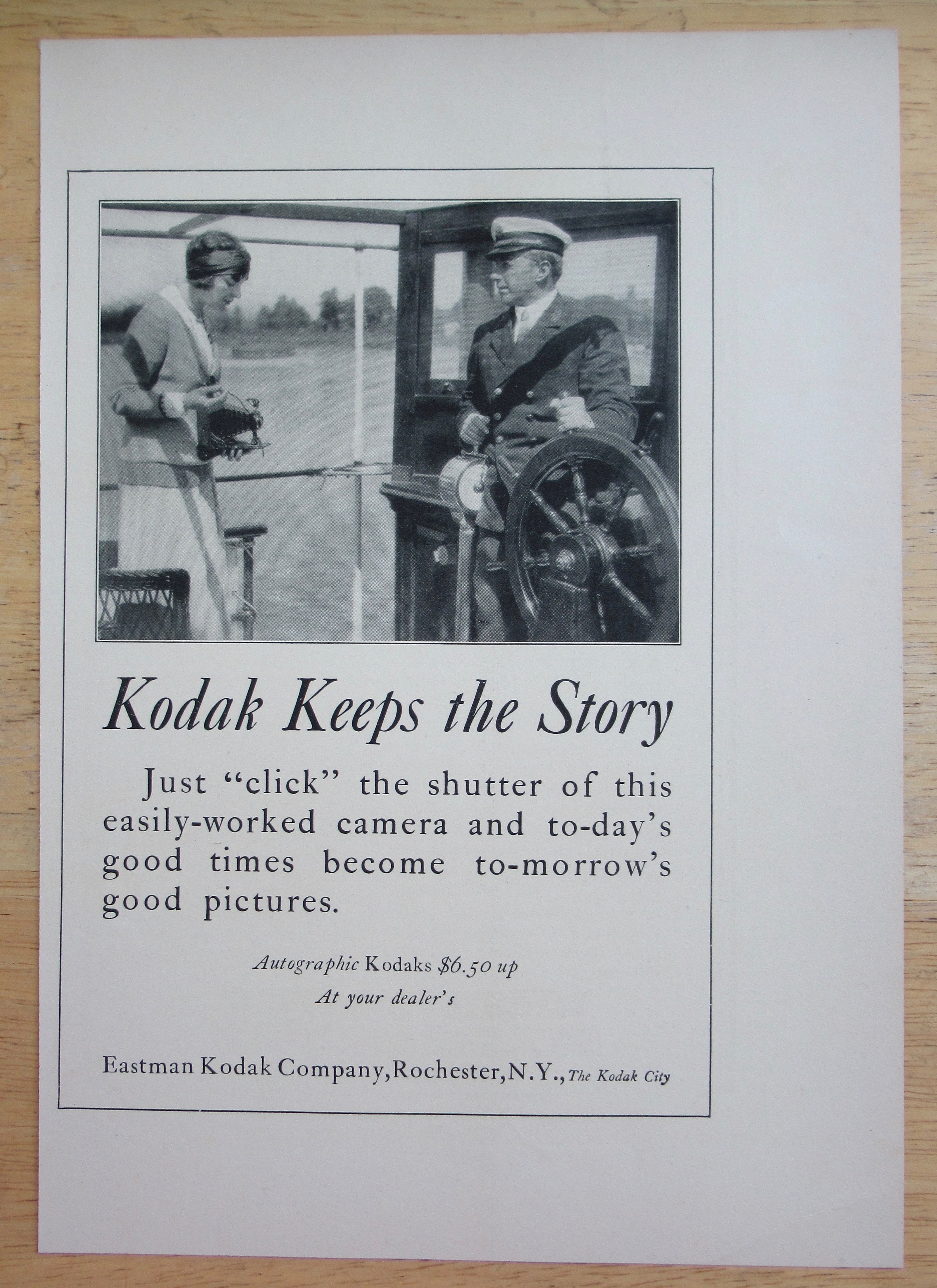 1924 Eastman Kodak Company with Couple on Boat