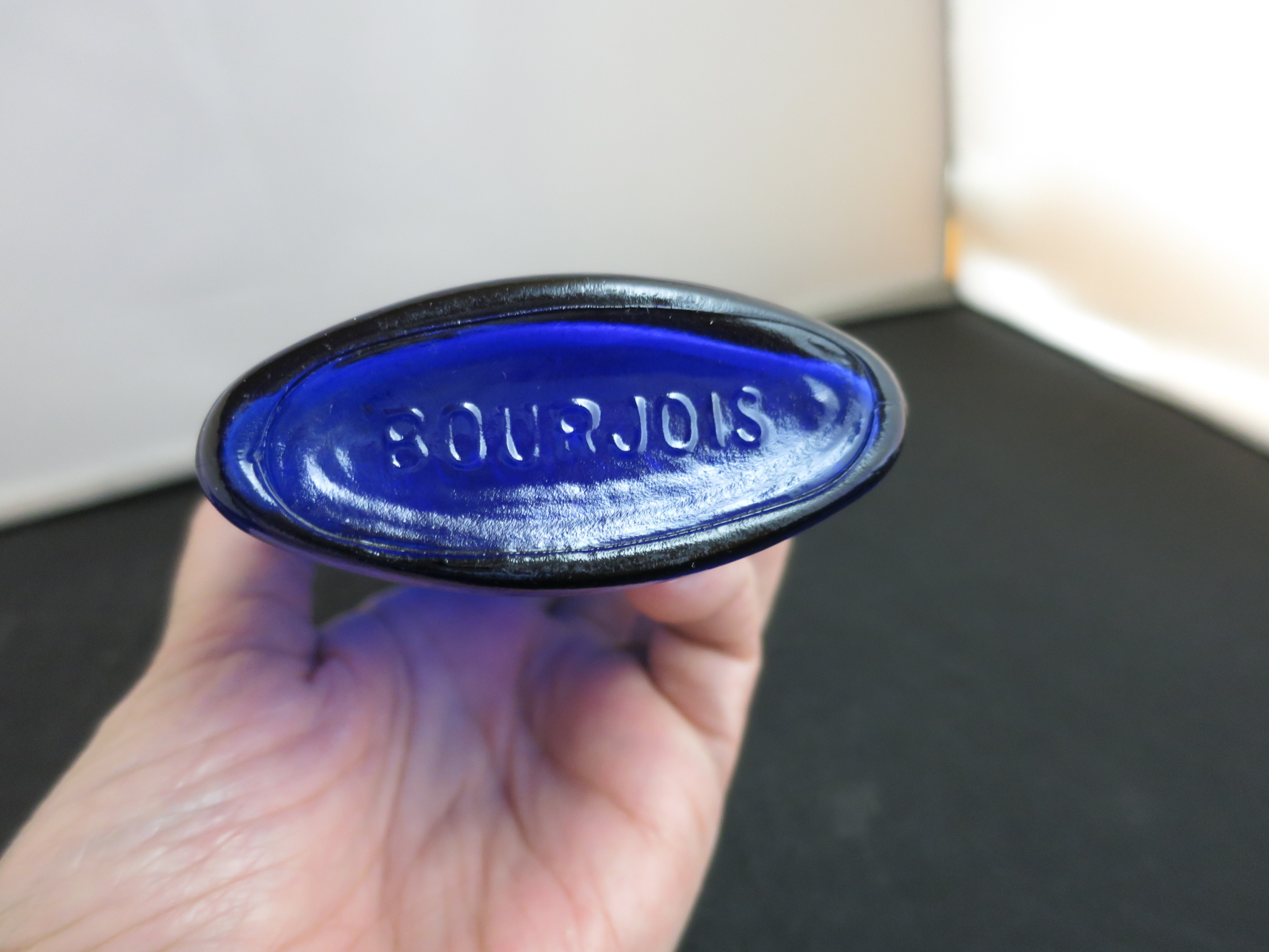 Cobalt Blue Glass Bourjois Evening in Paris Talcum Powder Bottle
