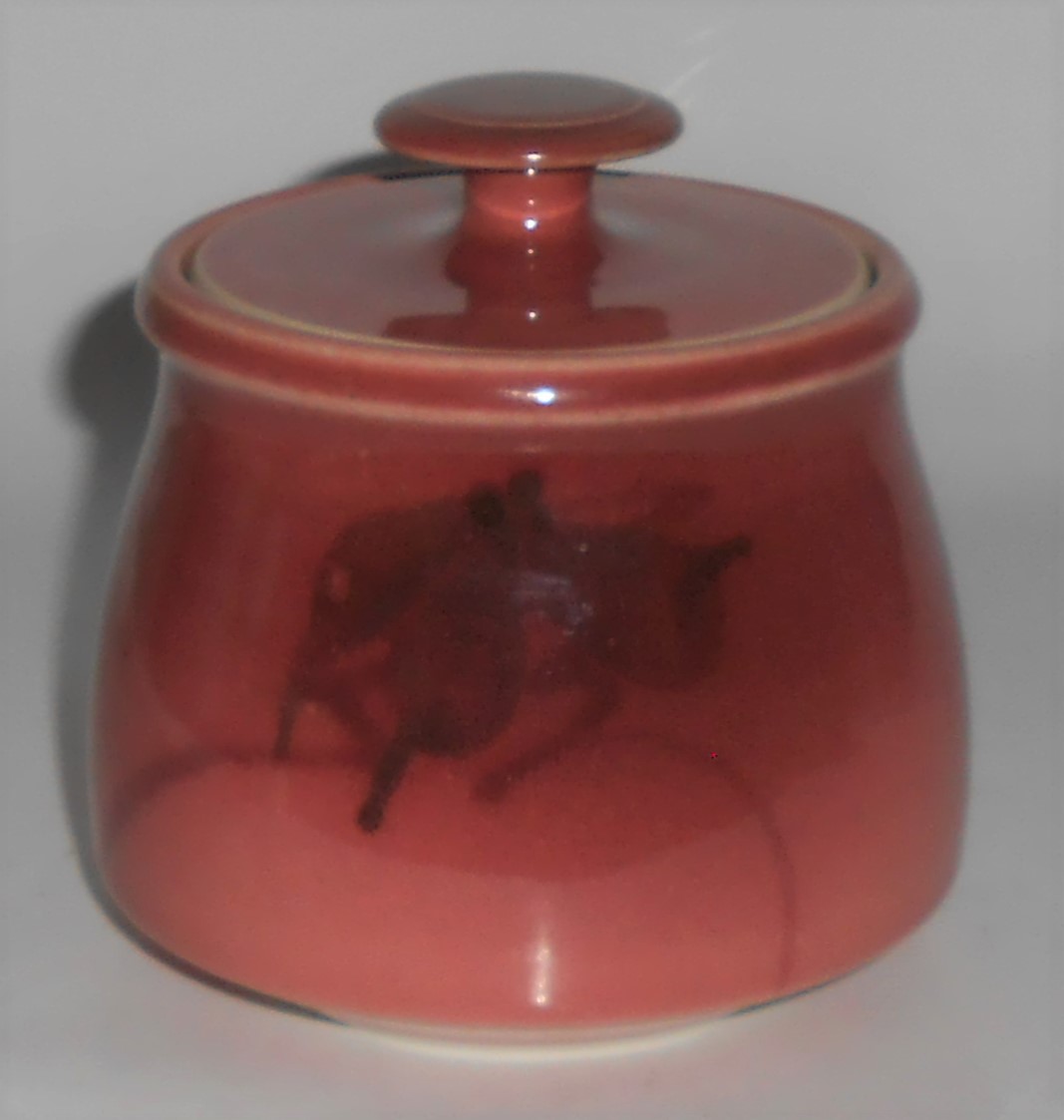 Carson Studio Pottery Floral Decorated Sugar Bowl w/Lid