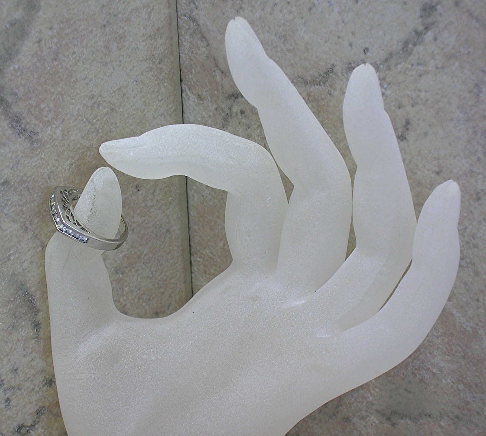 Silvertone Antique Look Ring With CZs . . . . . . . . .