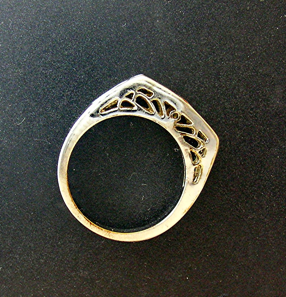 Silvertone Antique Look Ring With CZs . . . . . . . . .