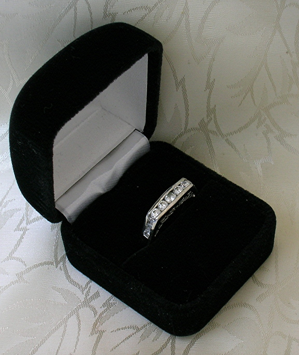 Silvertone Antique Look Ring With CZs . . . . . . . . .