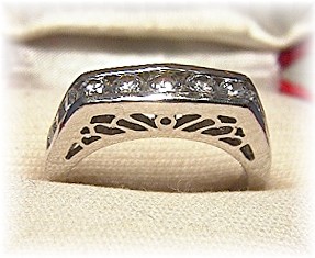 Silvertone Antique Look Ring With CZs . . . . . . . . .