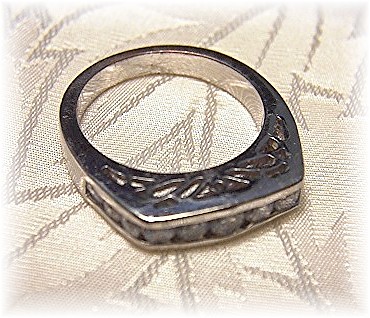Silvertone Antique Look Ring With CZs . . . . . . . . .