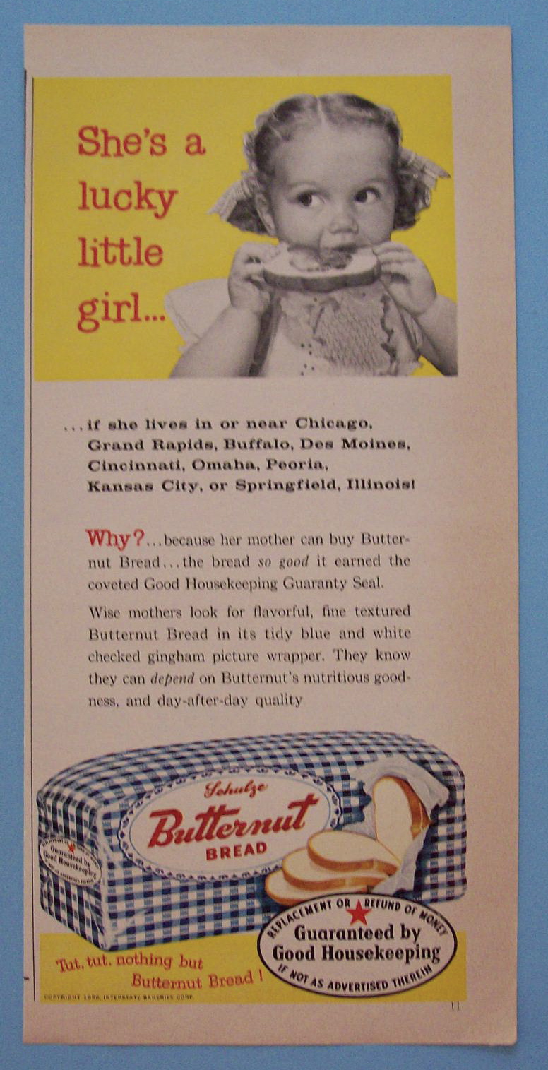 1956 Butternut Bread with Little Girl Eating Bread