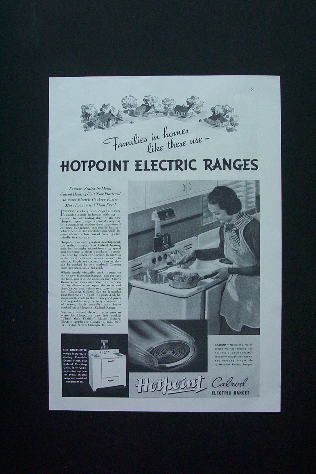 1937 Hotpoint Calrod Electric Ranges with Woman Cooking