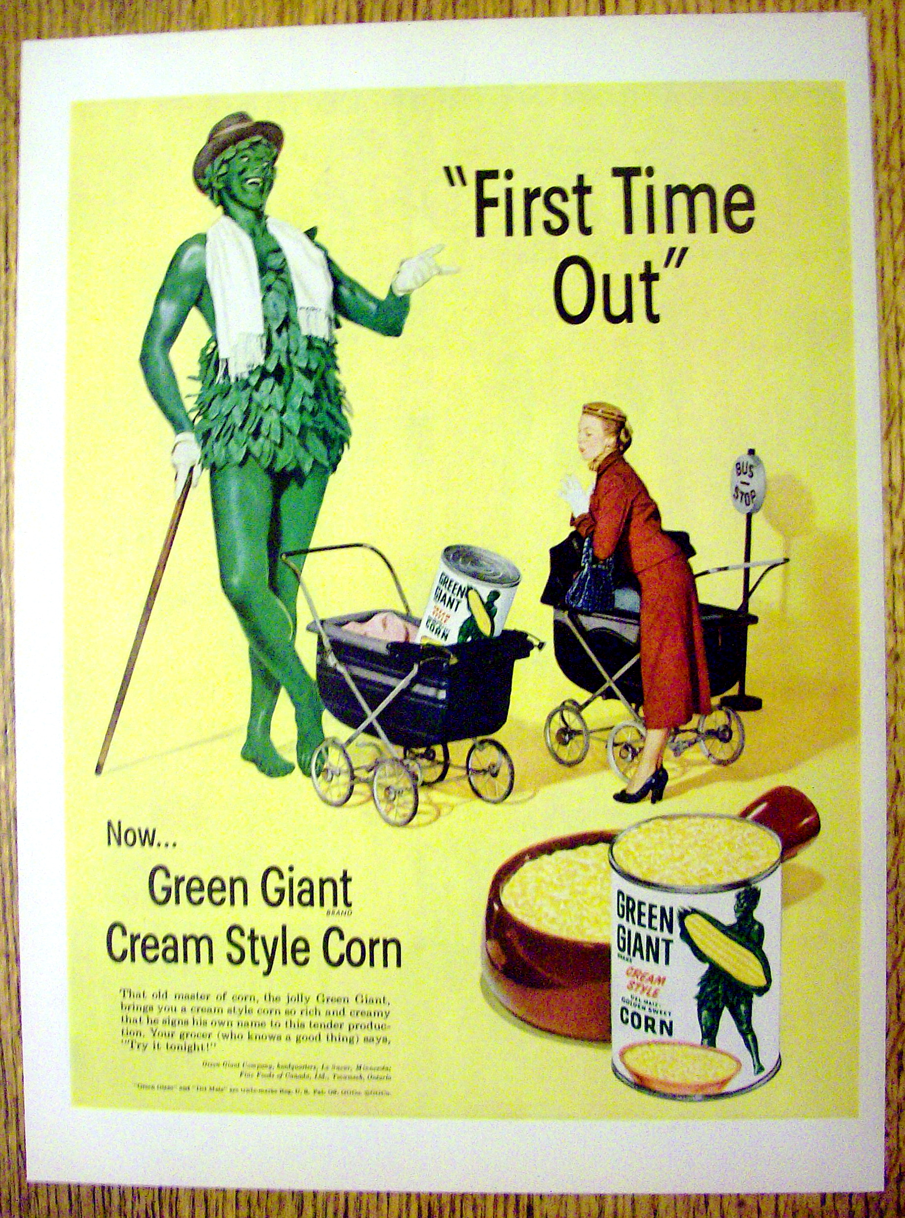 1952 Green Giant Cream Style Corn w/Giant & Woman