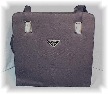 Prada Look 10 Inch Black  Sateen Purse/Bag