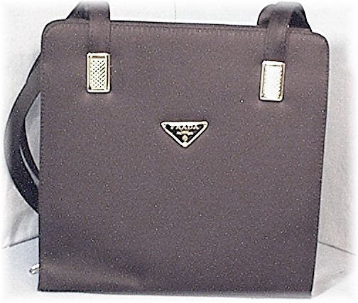 Prada Look 10 Inch Black  Sateen Purse/Bag