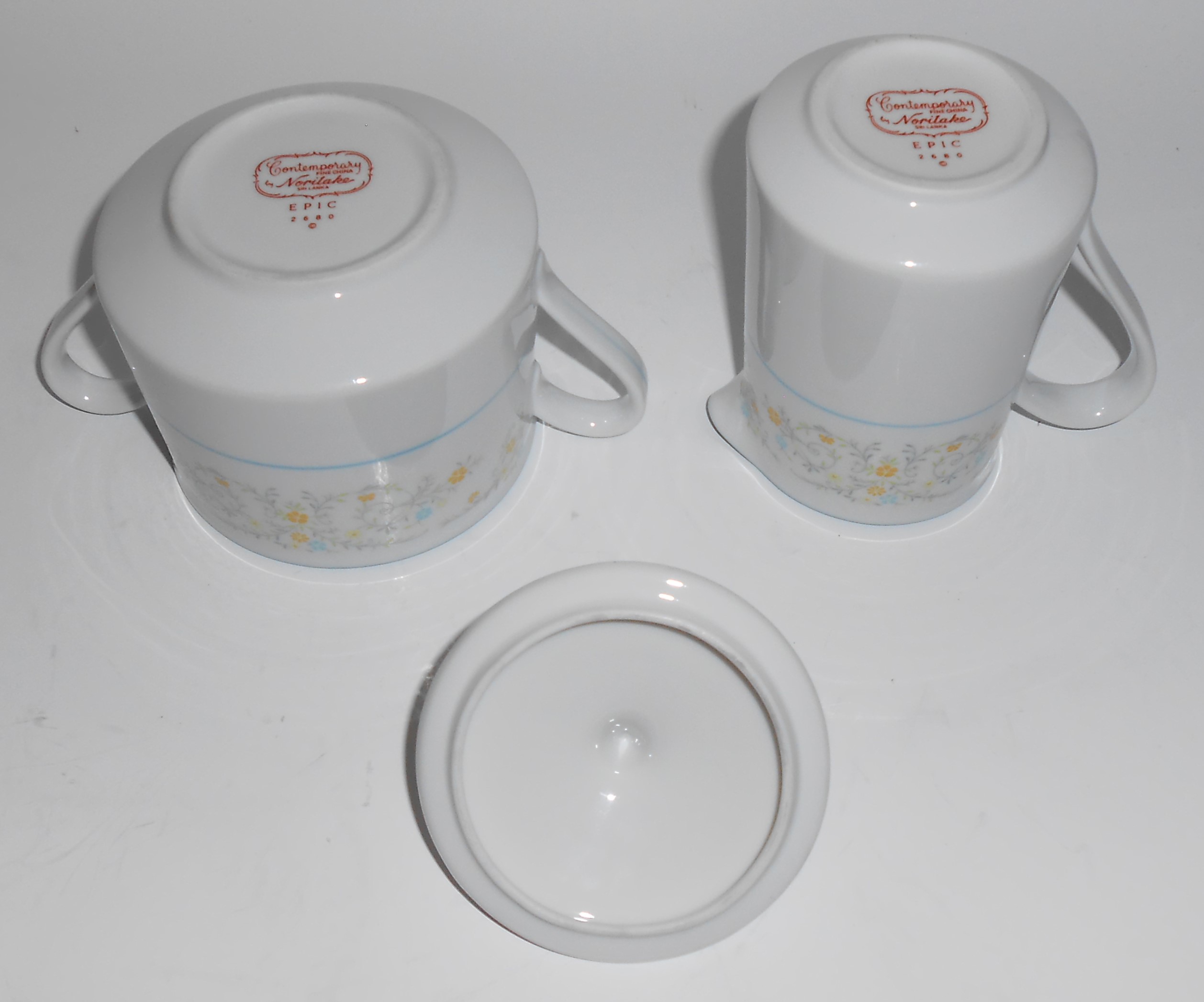 Noritake Porcelain China Epic 2680 Floral Creamer & Sug