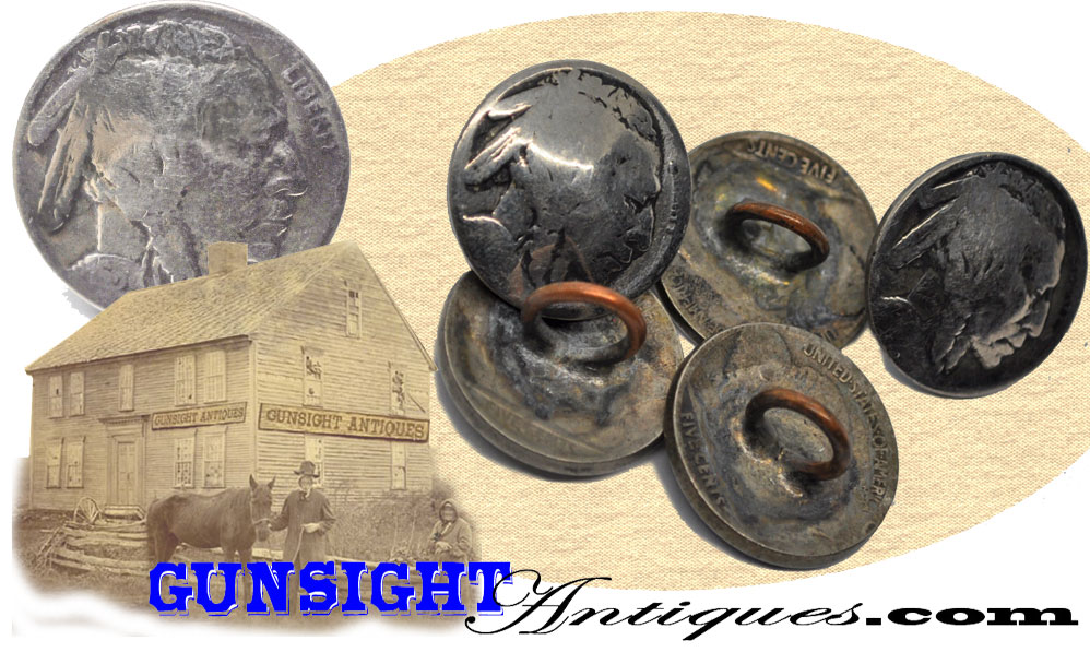 set of 5 -  hand crafted NICKEL BUTTONS