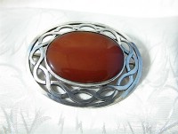 Sterling Silver Scottish & Cornelian Brooch