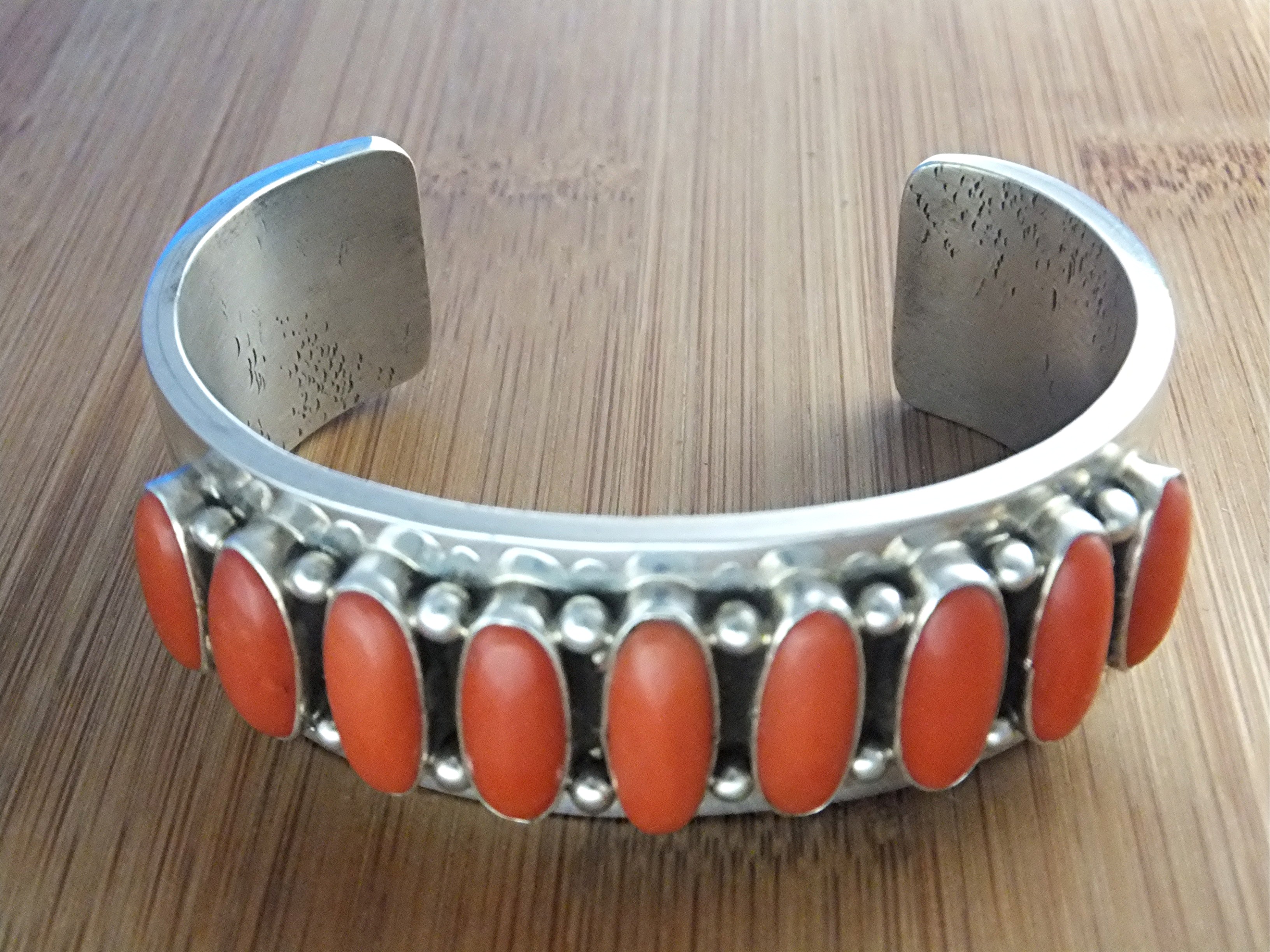 Navajo Mediterranean Coral Sterling Silver Patrick Yazz