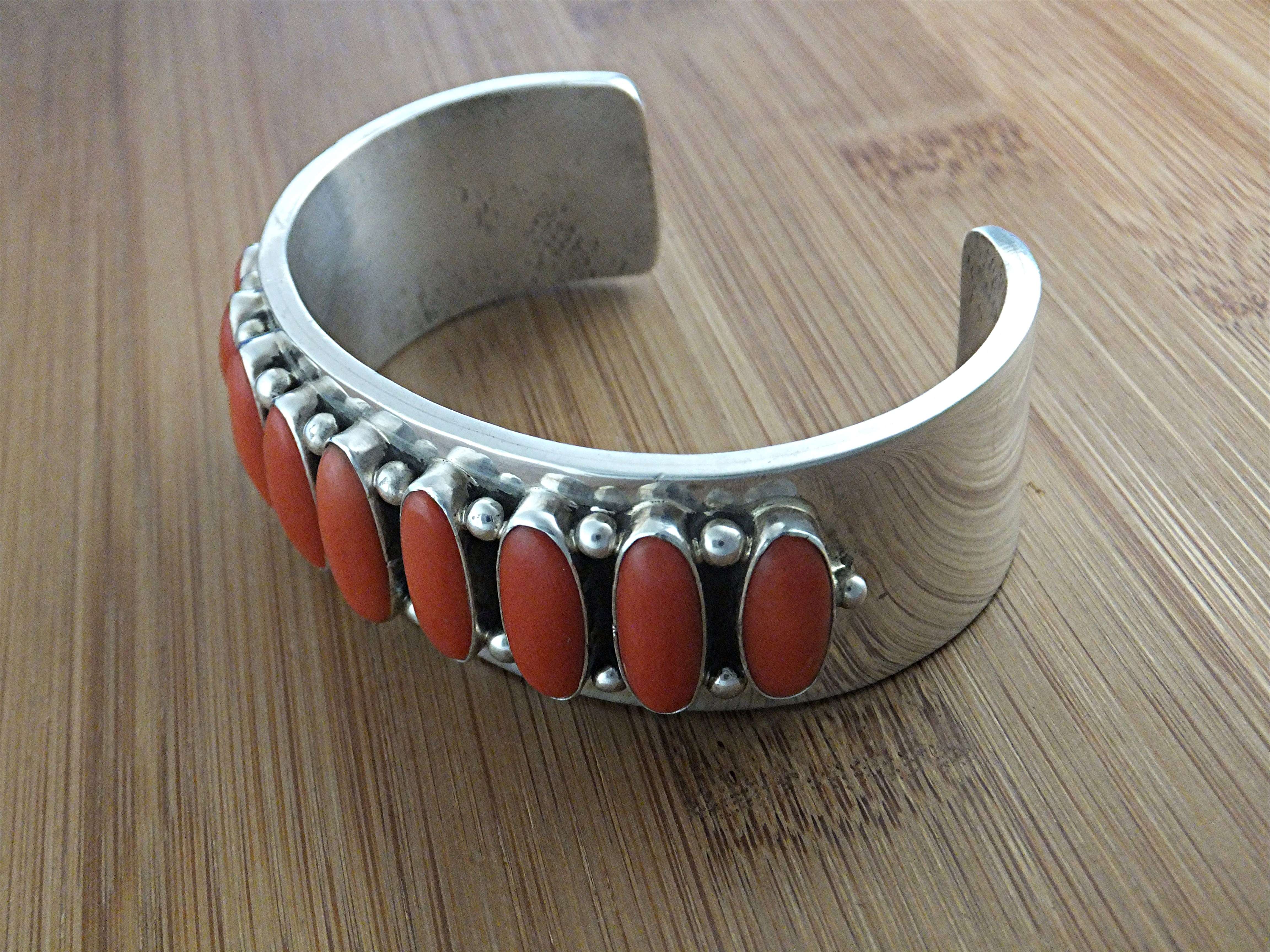 Navajo Mediterranean Coral Sterling Silver Patrick Yazz
