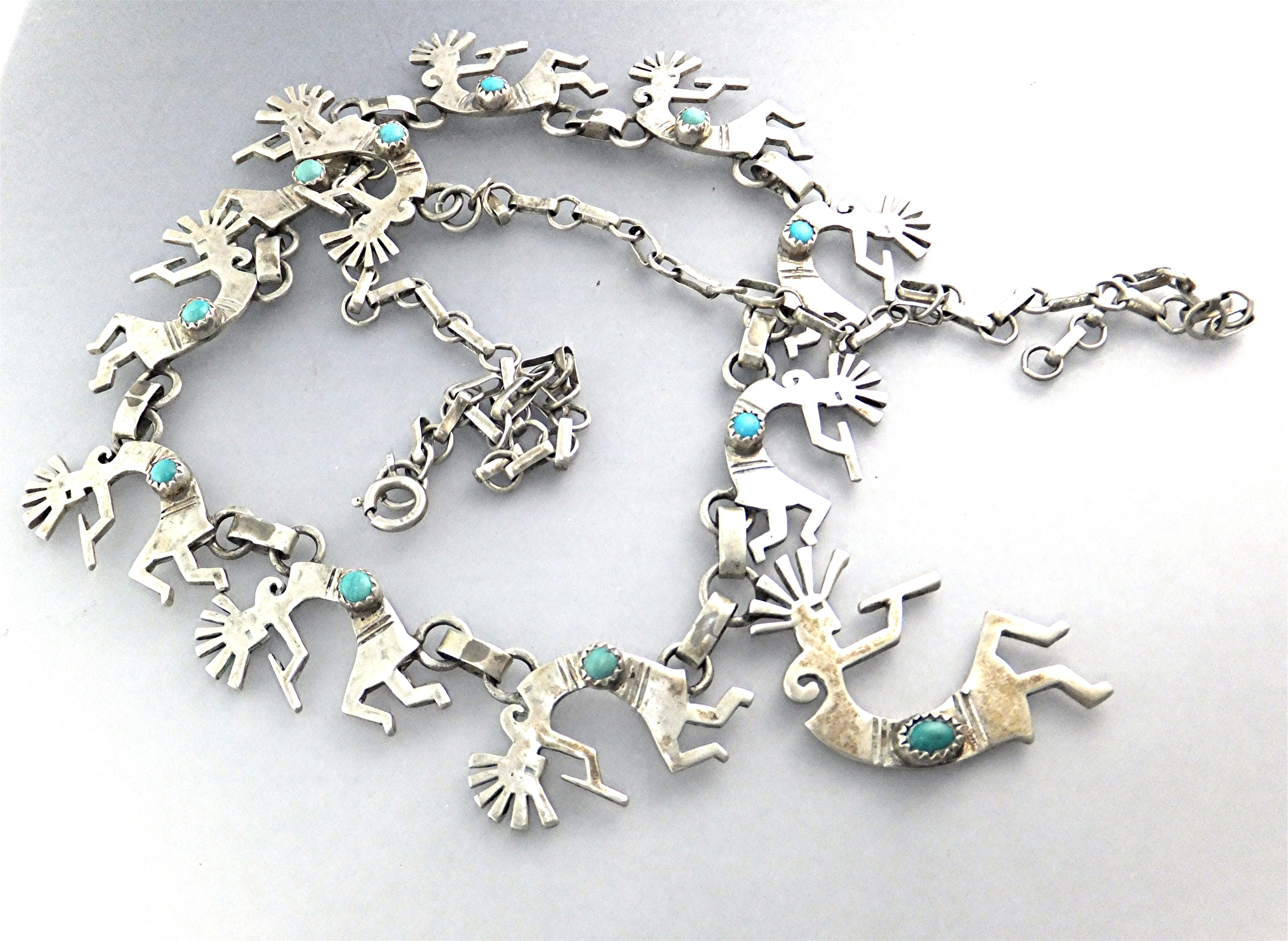 Necklace Strling Silver Turquoise Kokopelli American In