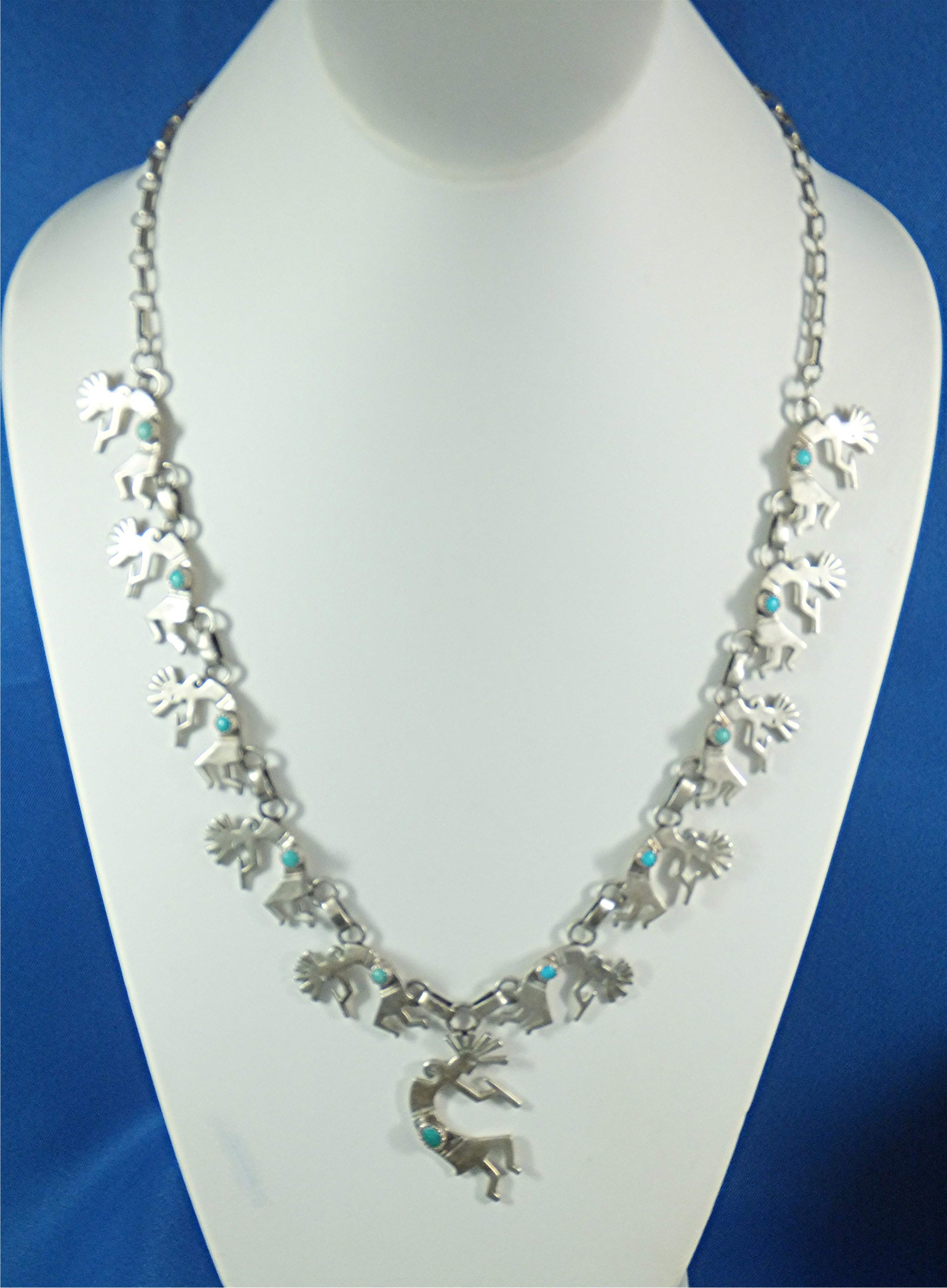 Necklace Strling Silver Turquoise Kokopelli American In