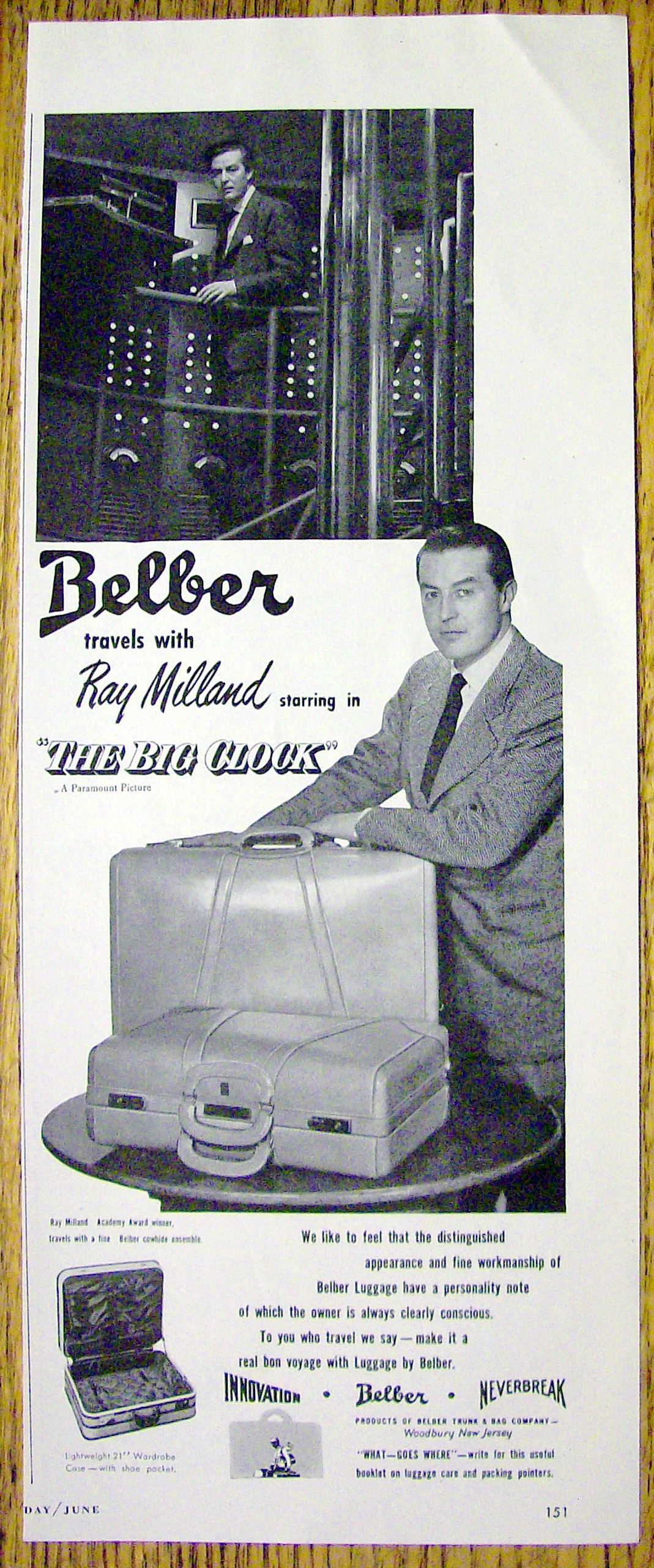 1948 Belber Luggage with Ray Milland (The Big Clock)