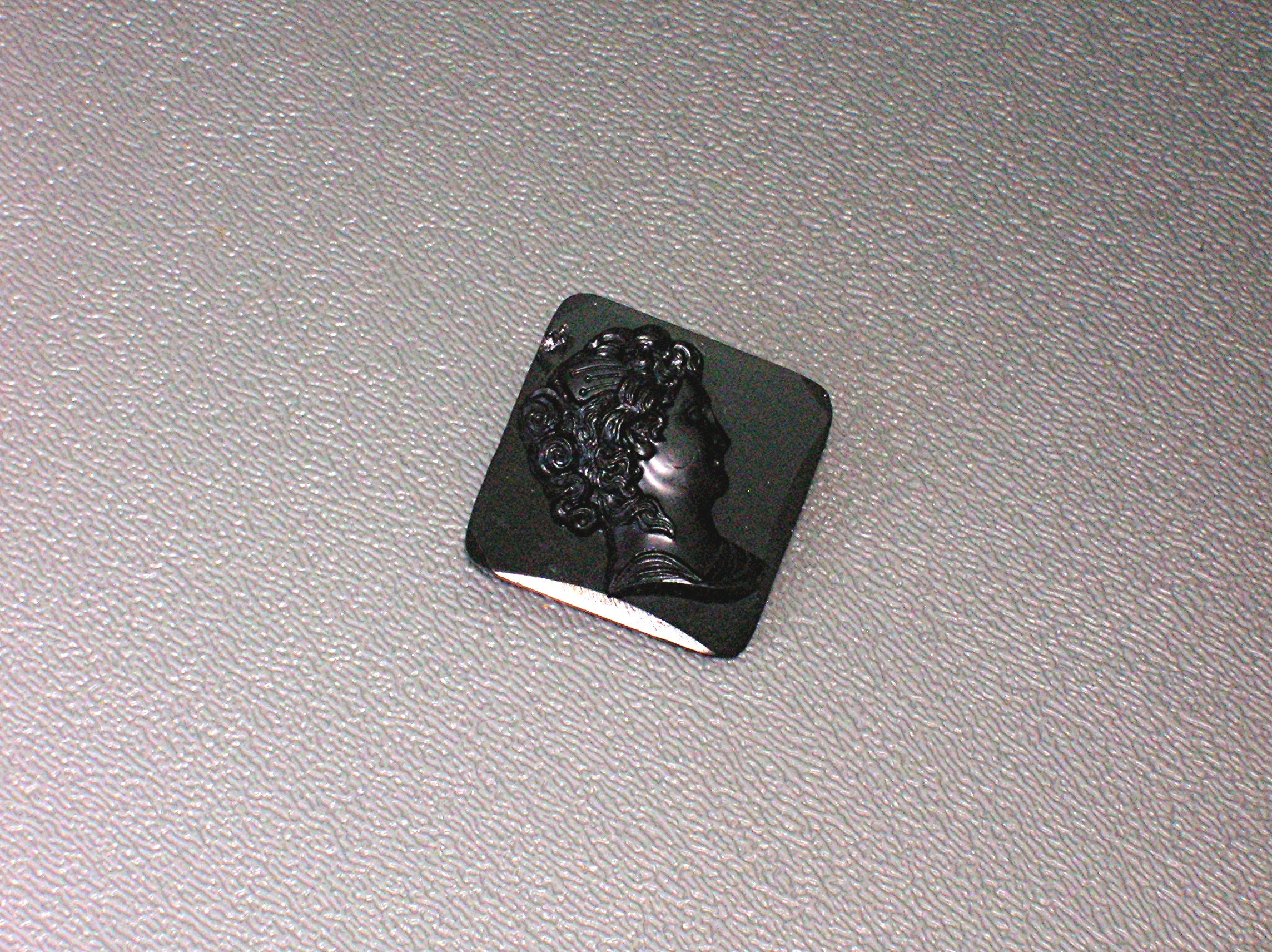 Cameo Antique Black Glass Brass Back
