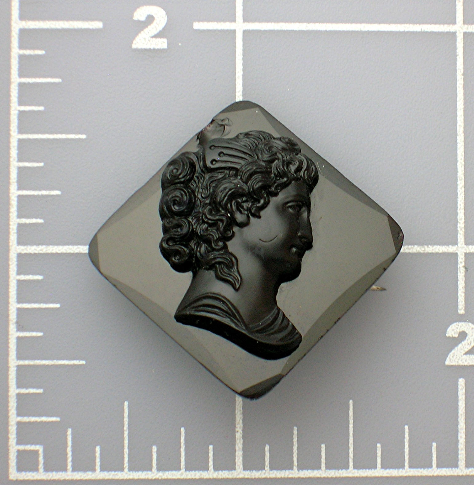 Cameo Antique Black Glass Brass Back