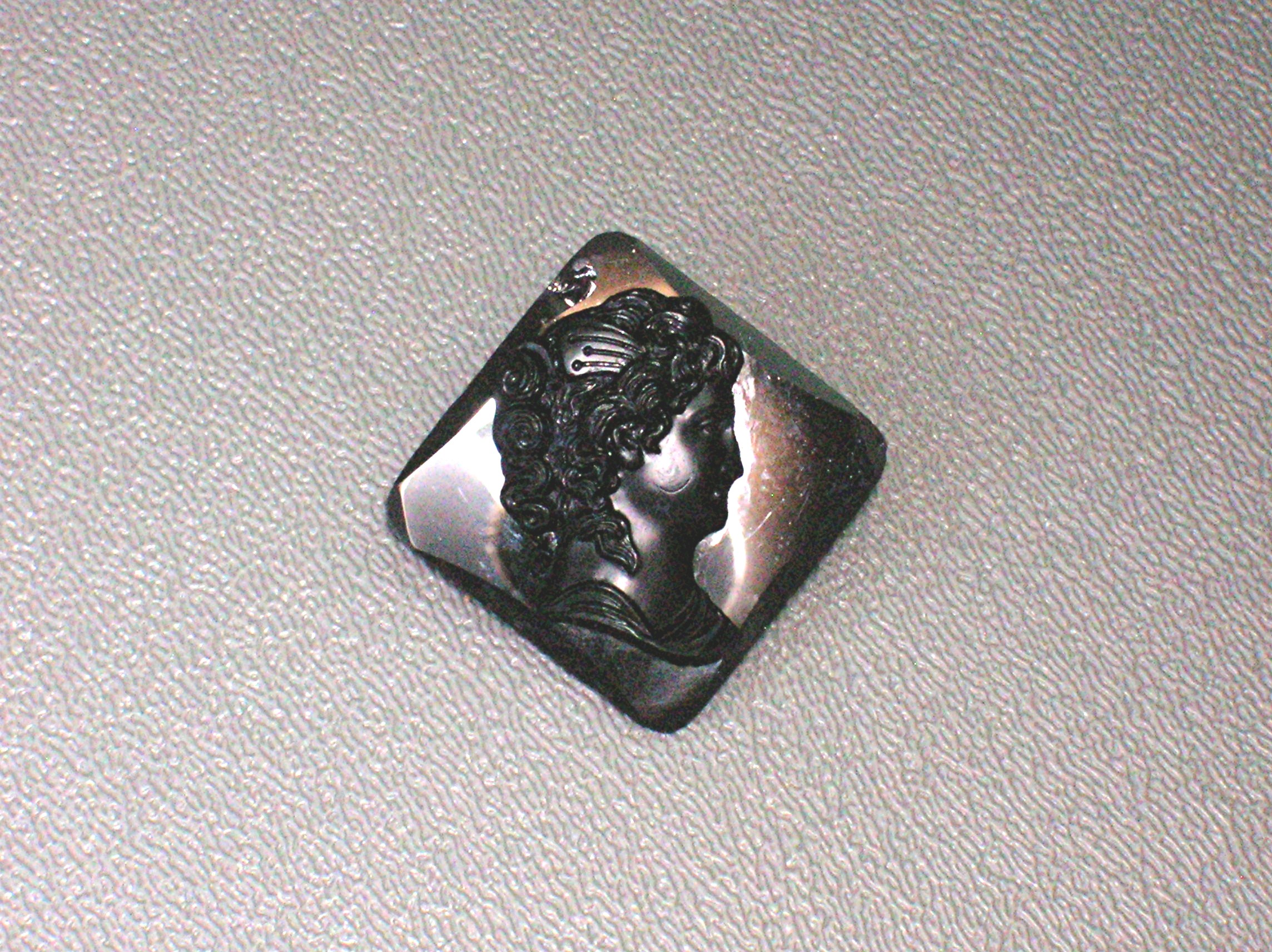 Cameo Antique Black Glass Brass Back