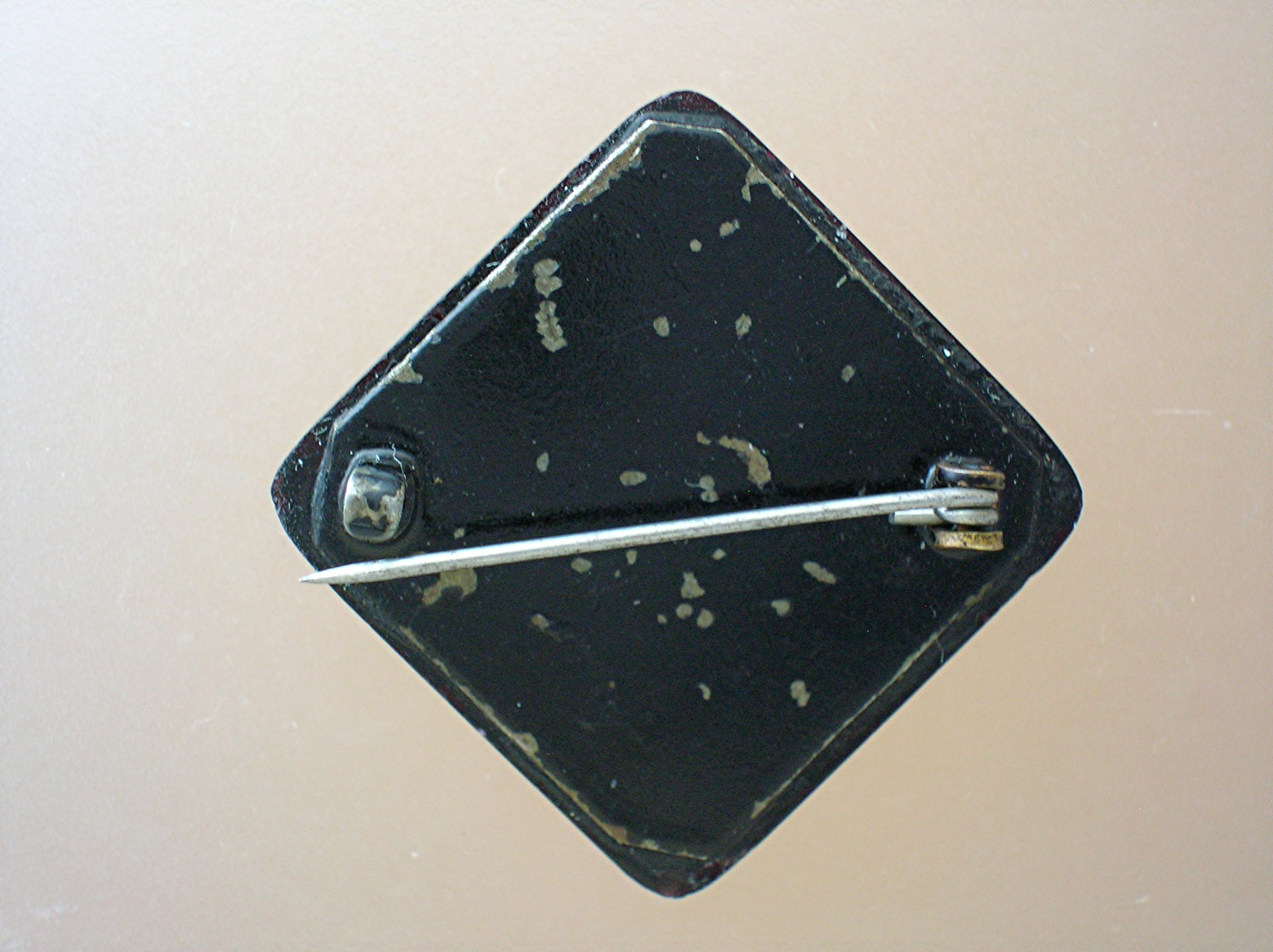 Cameo Antique Black Glass Brass Back