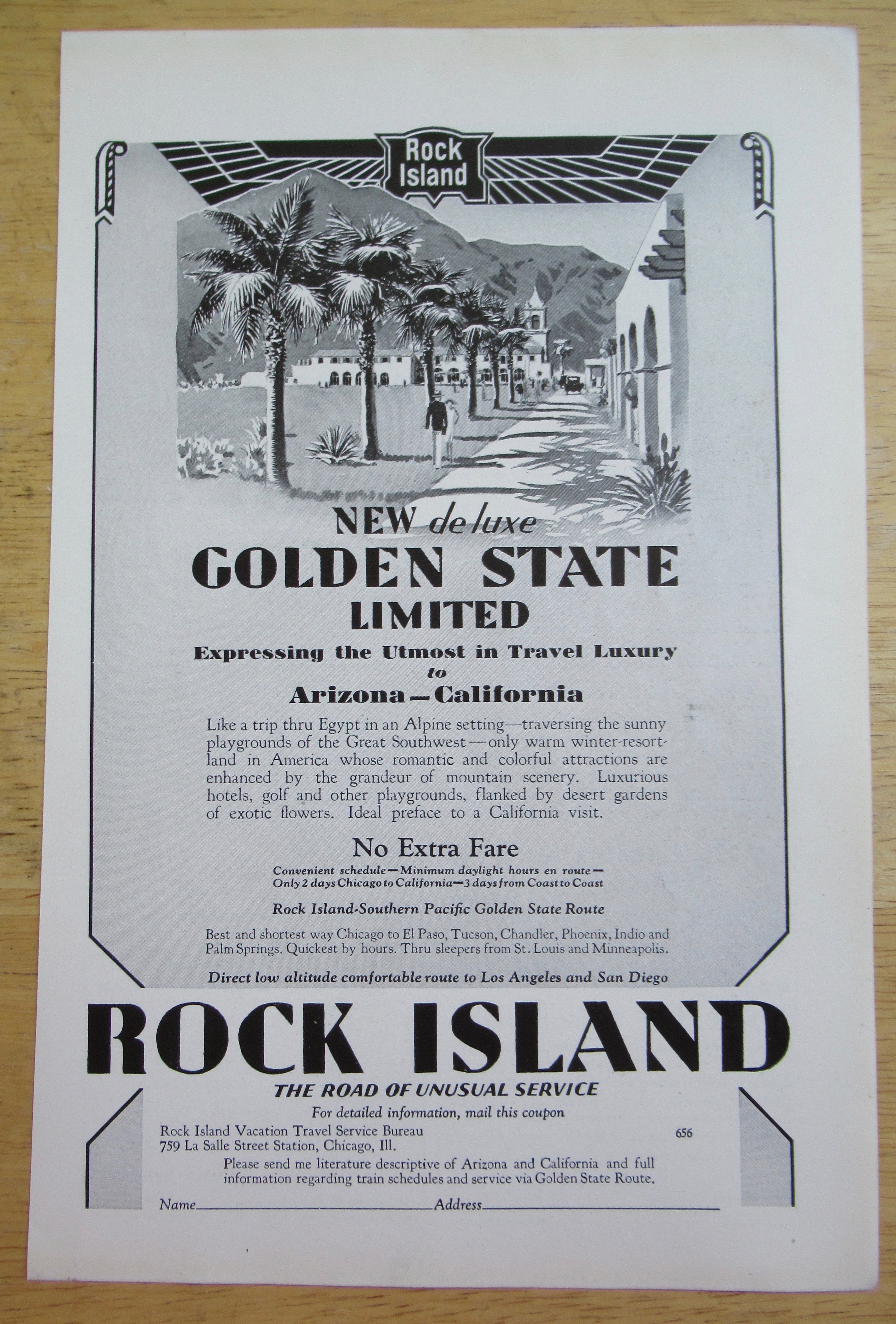 1929 Rock Island with New Deluxe Golden State Limited