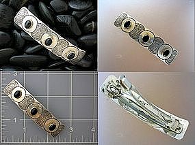 Indonesia Sterling Silver Black Onyx Hair Barette